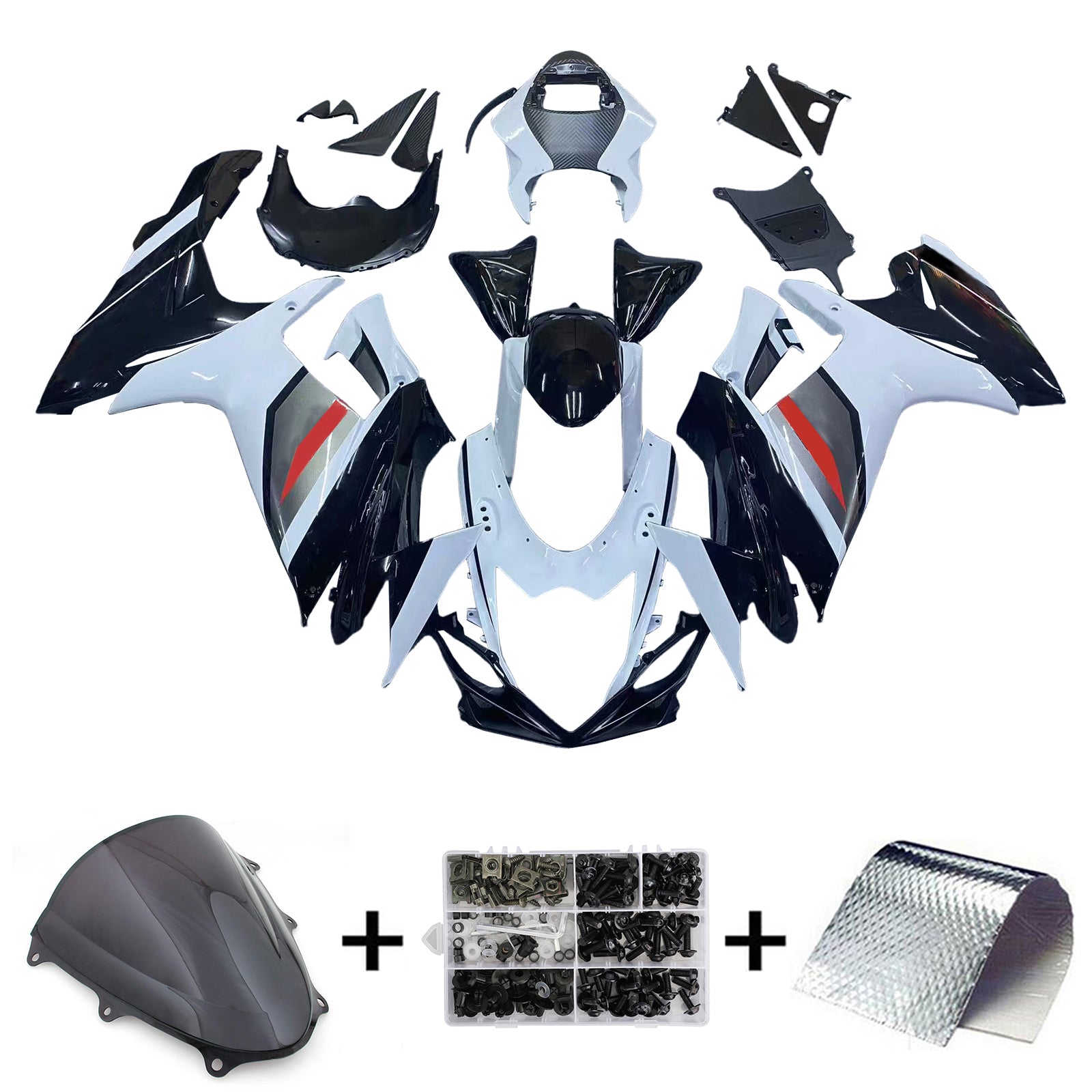 Amotopart 2011-2025 K11 GSXR 600/750 Suzuki Black & White Fairing Kit