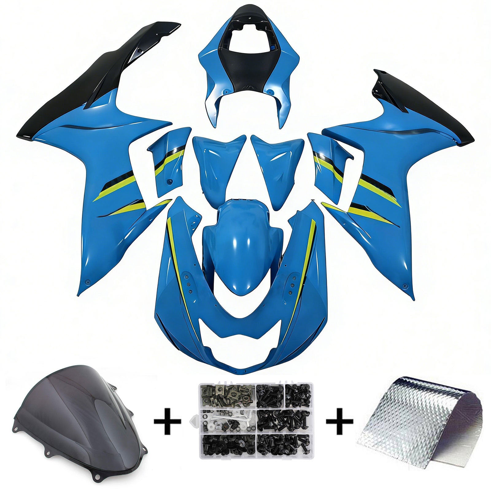 Amotopart 2011-2026 K11 GSXR 600/750 Suzuki Blu&YKit carene Style2 giallo