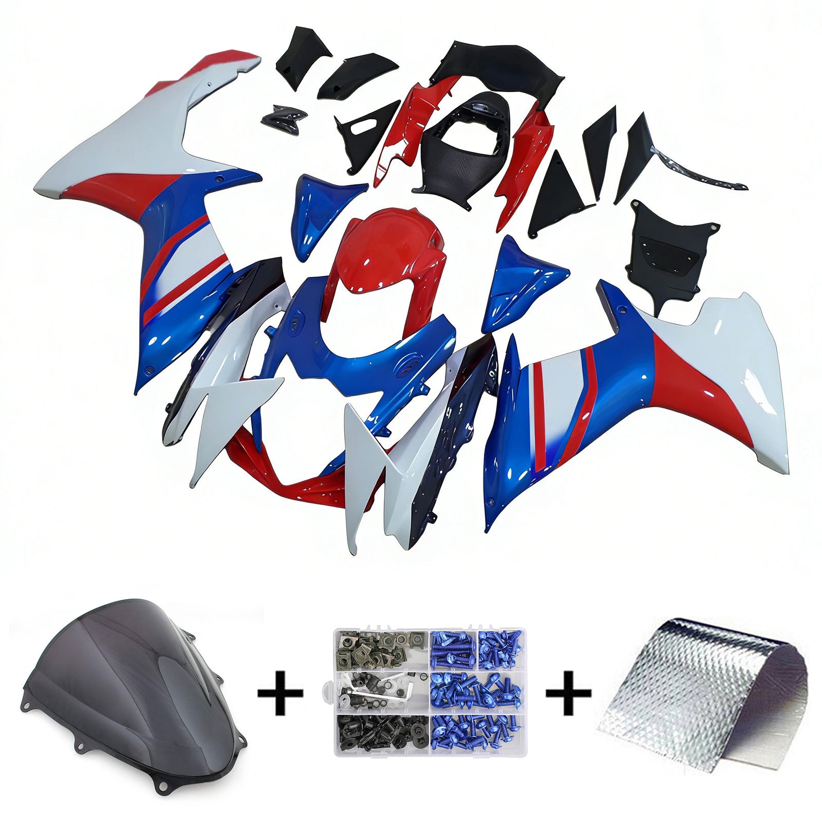 Amotopart 2011-2026 K11 GSXR 600/750 Suzuki Blue&Red Style1 Fairing Kit