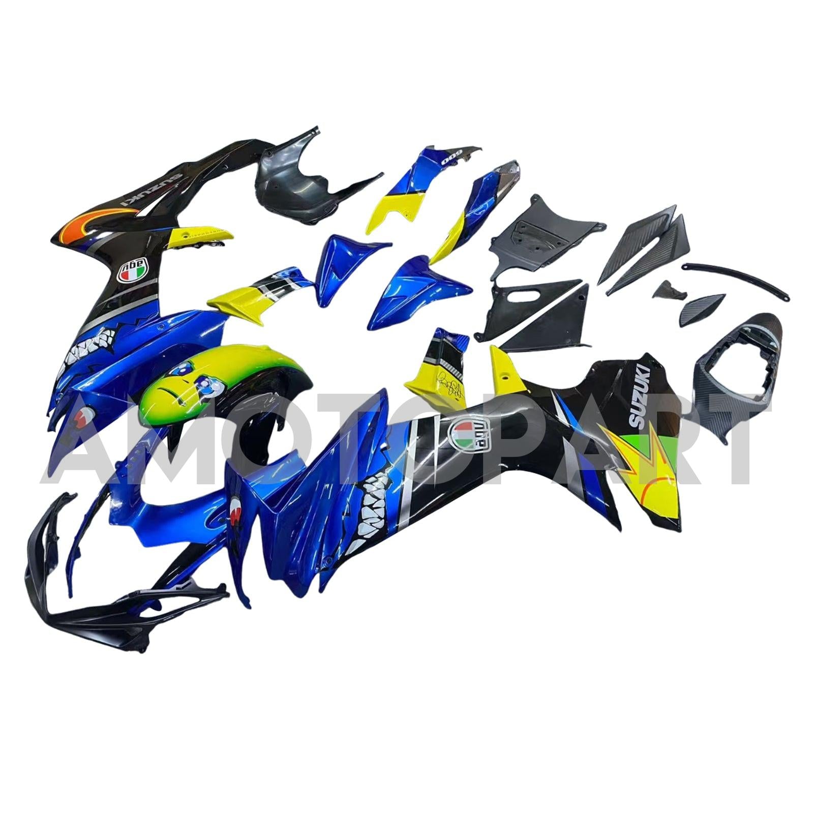 Amotopart 2011-2025 K11 GSXR 600/750 Suzuki Blue&Yellow Monster Fairing Kit