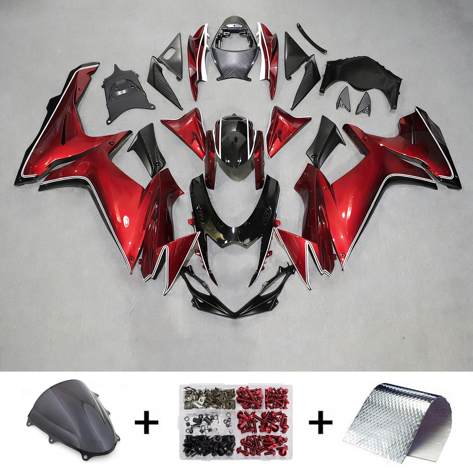Amotopart 2011-2026 Suzuki GSXR 600/750 Red Black Fairing Kit