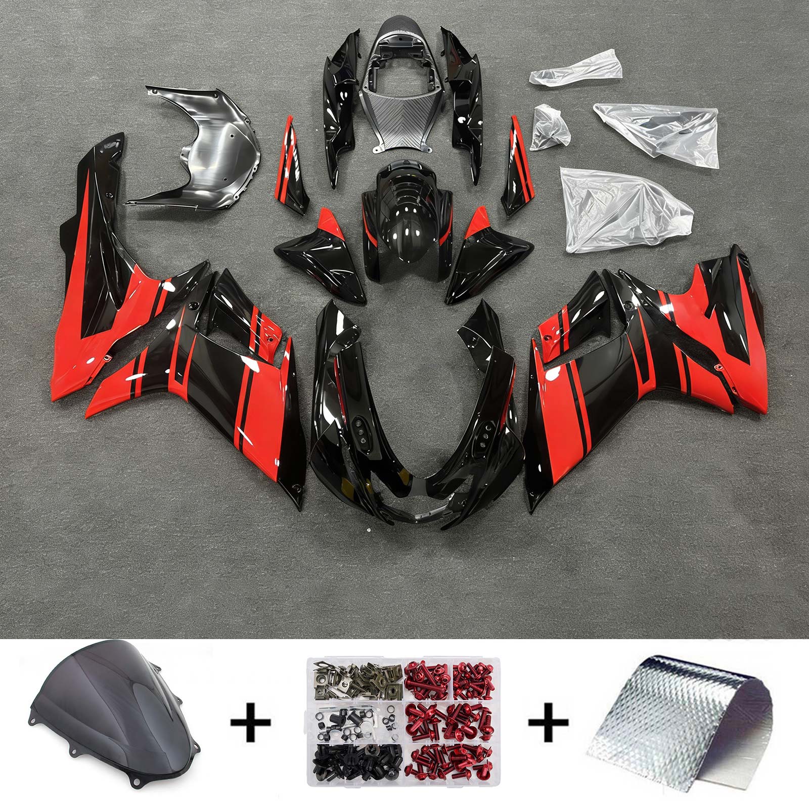Amotopart 2011-2026 Suzuki GSXR 600/750 Black Red Fairing Kit