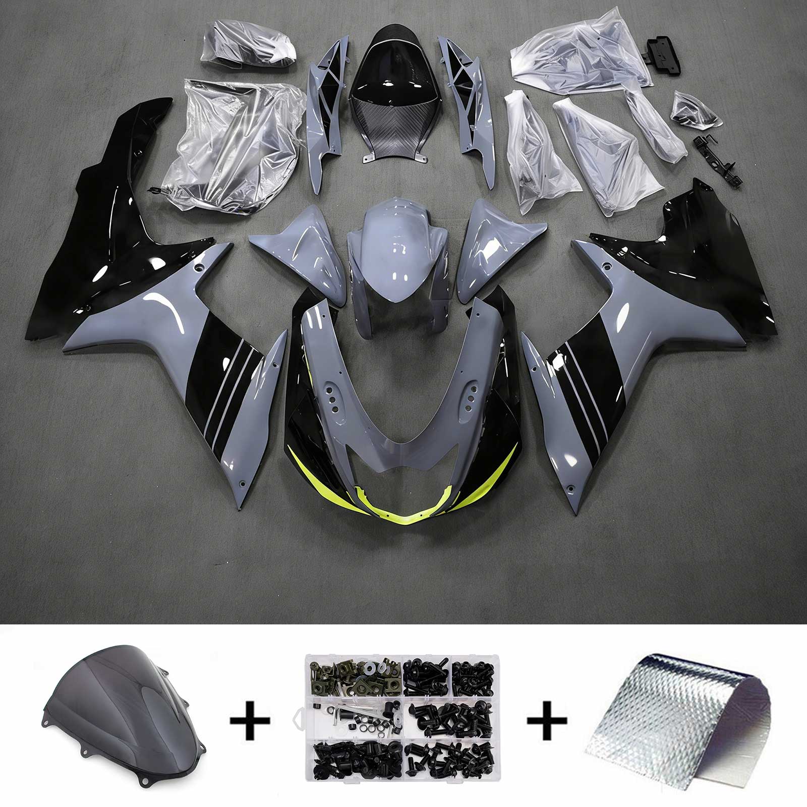 Amotopart 2011-2026 Suzuki GSXR 600/750 Grey Black Green Fairing Kit
