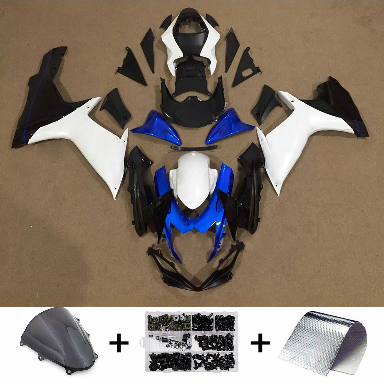 Amotopart 2011-2026 Suzuki GSXR 600/750 White Black Blue Fairing Kit
