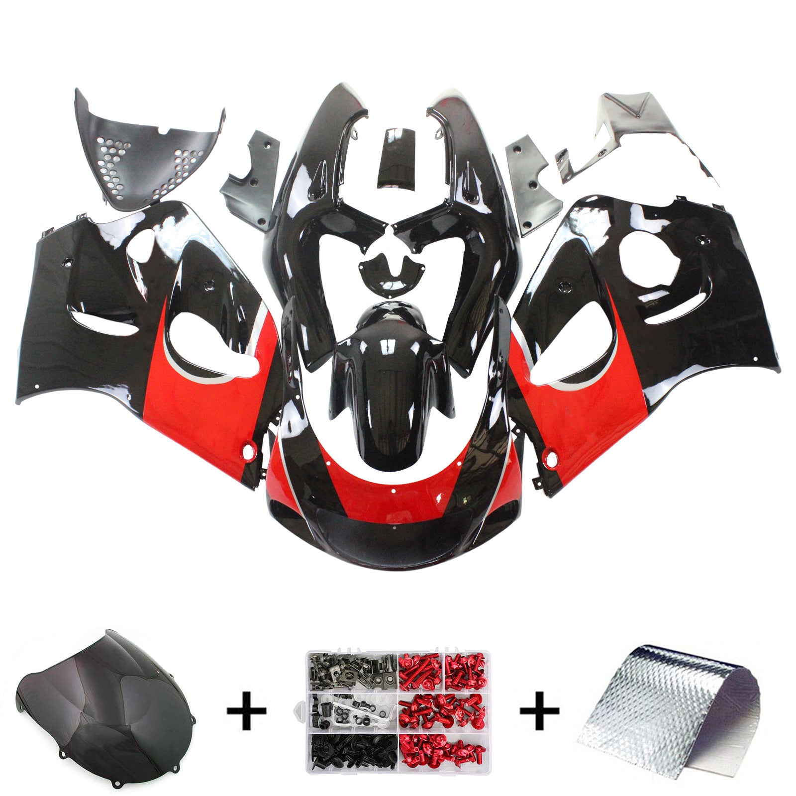 Amotopart Suzuki 1996-2000 GSXR 600/750 Black Red Fairing Kit