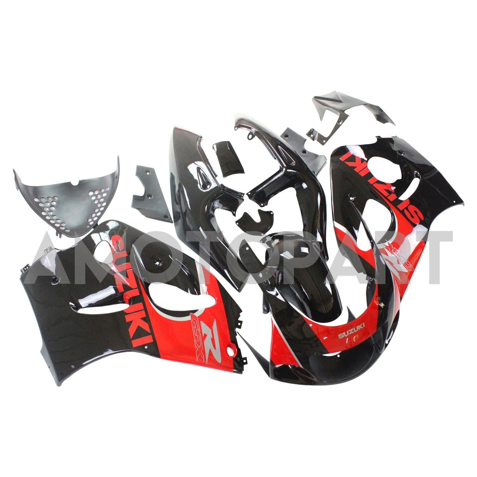 Amotopart Suzuki 1996-2000 GSXR 600/750 Black Red Fairing Kit