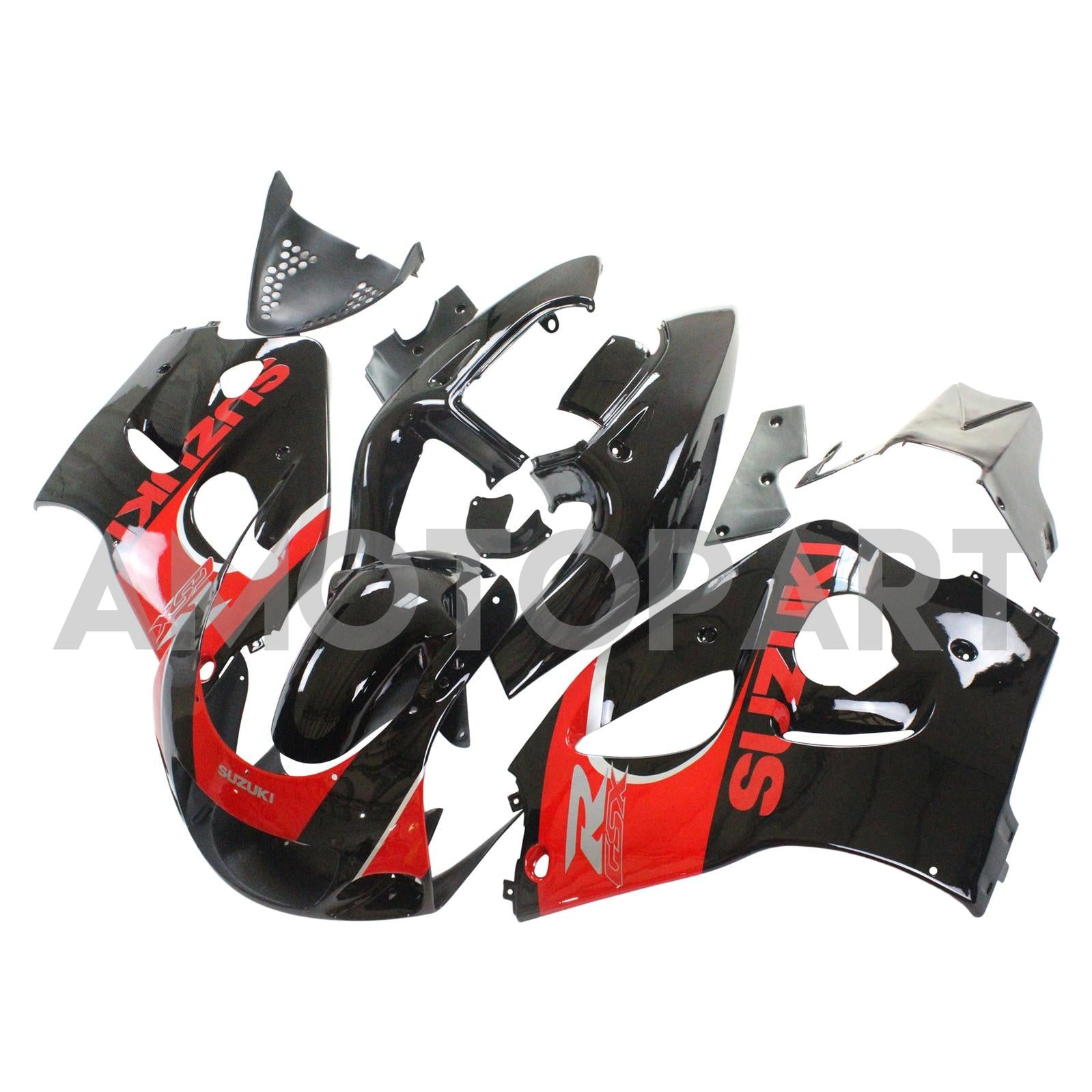 Amotopart Suzuki 1996-2000 GSXR 600/750 Black Red Fairing Kit