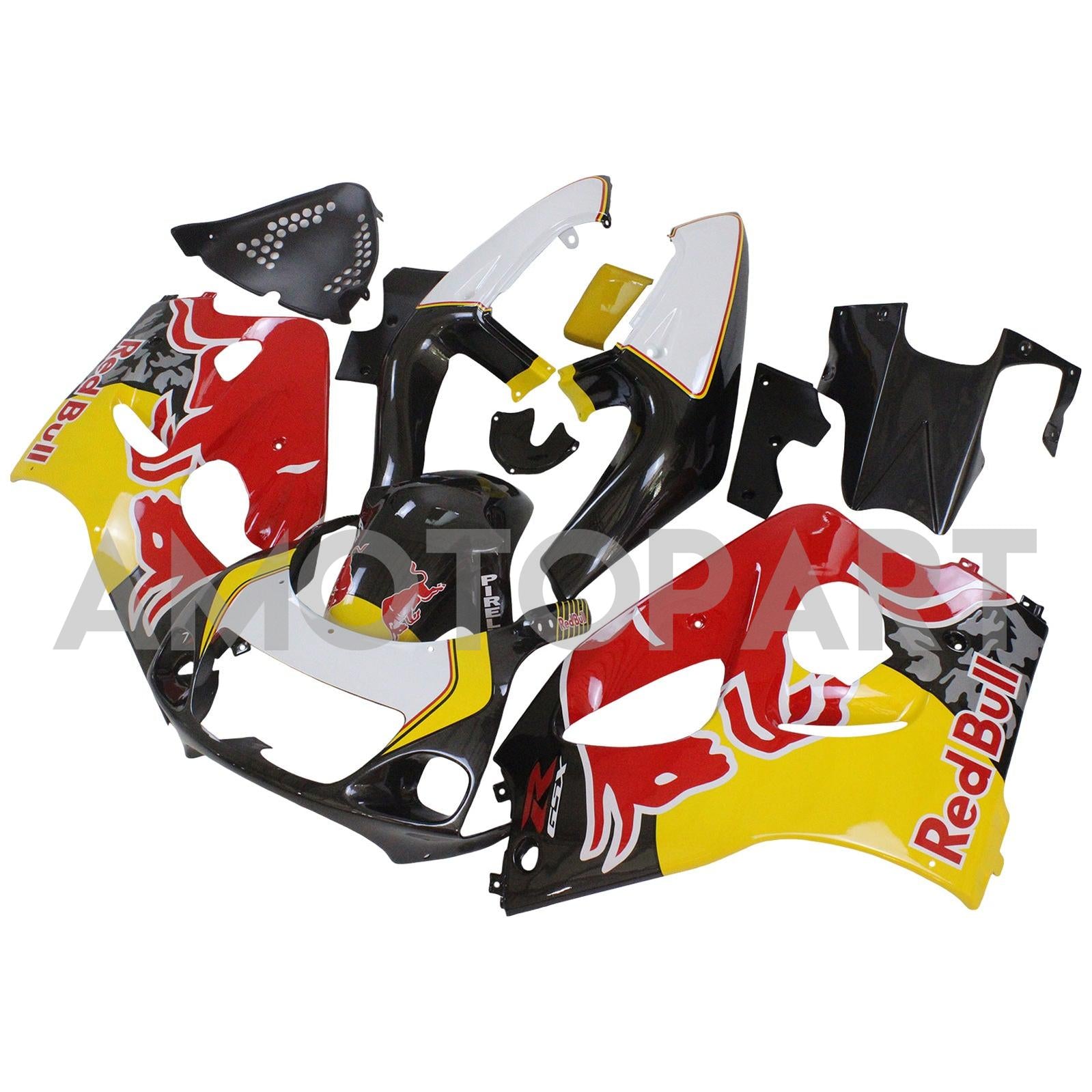 Amotopart Suzuki 1996-2000 GSXR600 & 1996-1999 GSXR750 Black White Fairing Kit
