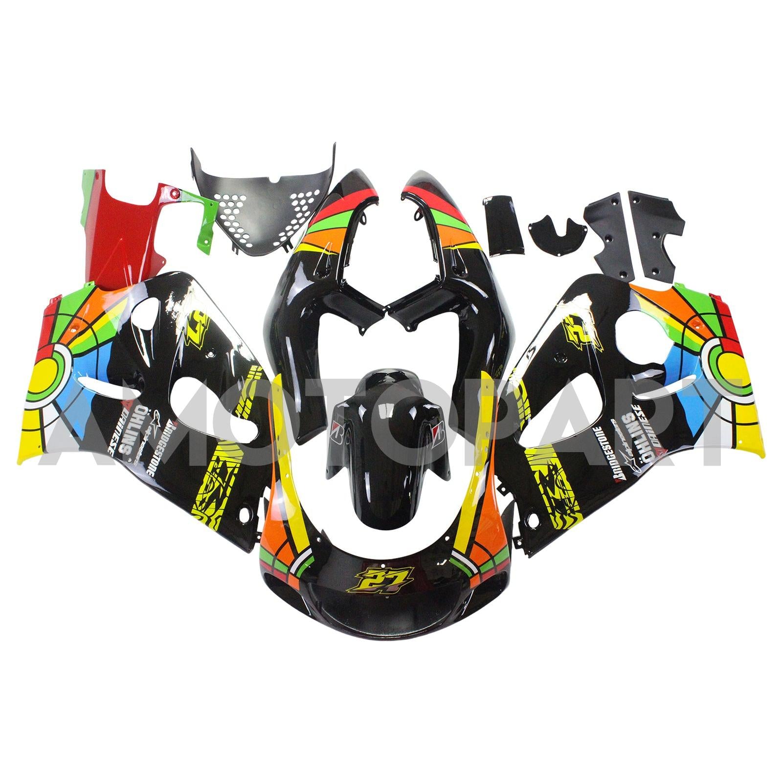 Amotopart Suzuki 1996-2000 GSXR 600/750 Zwart kleurrijke kuipkit