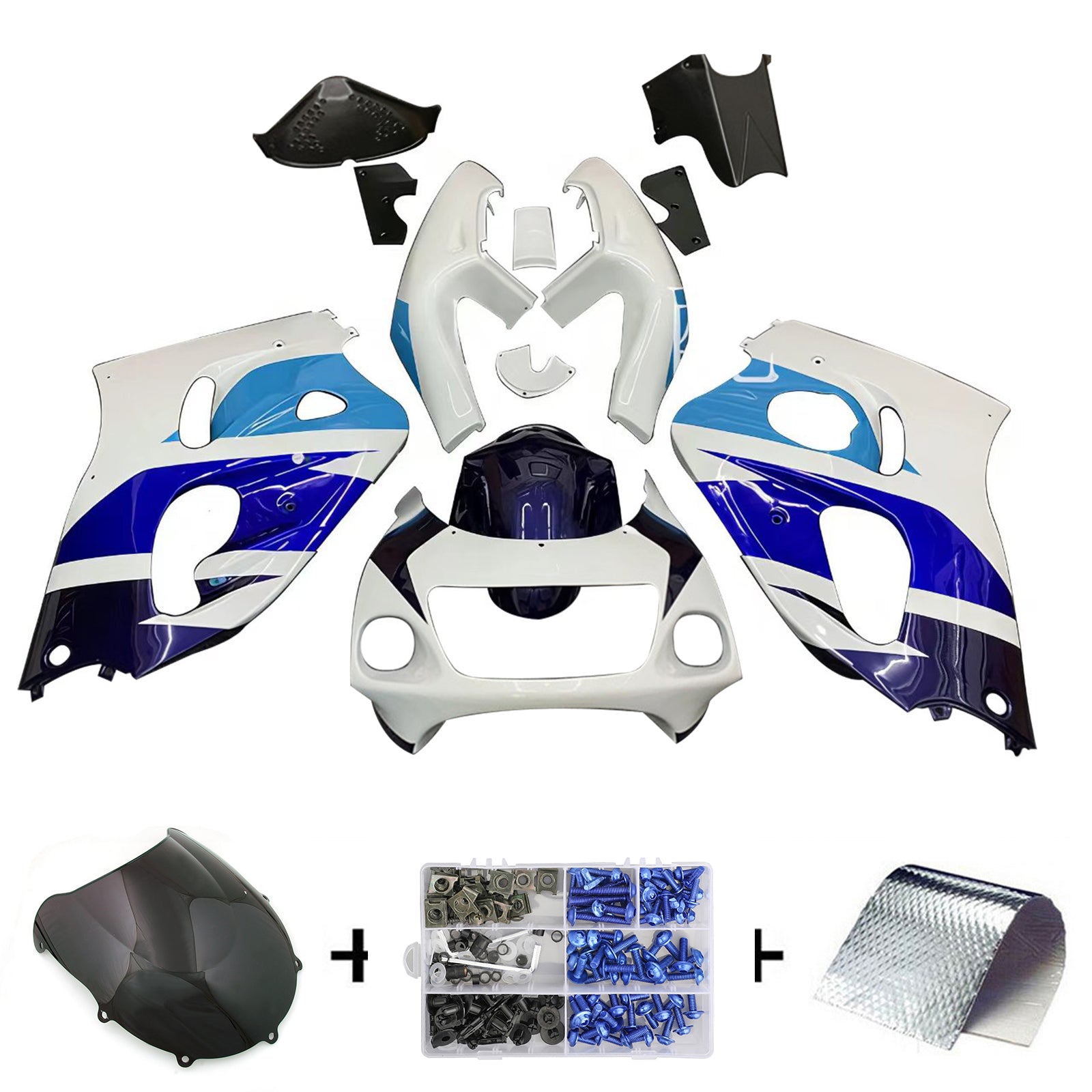Amotopart Suzuki GSXR600 1996-2000 GSXR750 1996-1999 Blue & White Style1 Fairing Kit