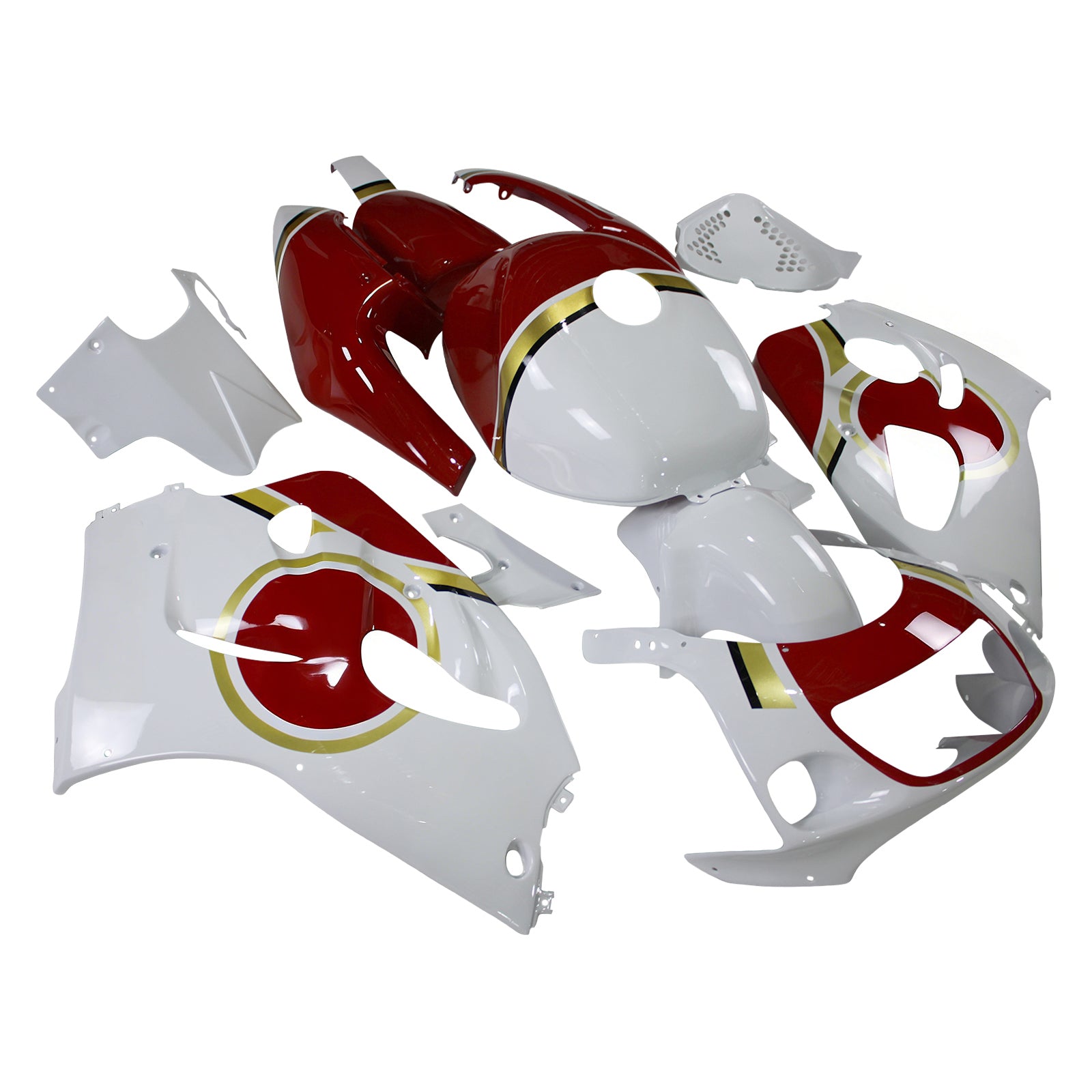 Amotopart Suzuki GSXR600 1996-2000 GSXR750 1996-1999 White&Red Style2 Fairing Kit