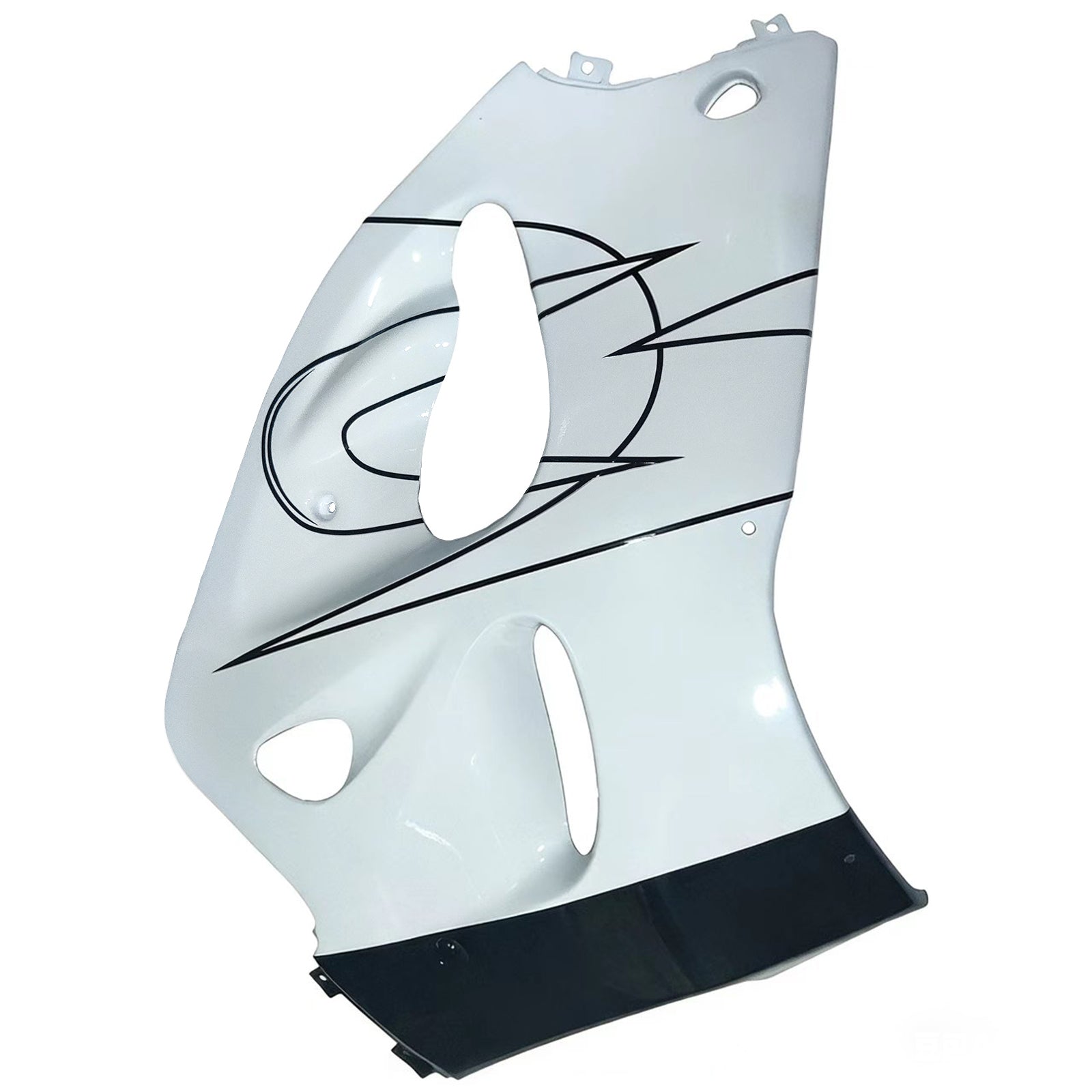 Amotopart Verkleidungsset für Suzuki GSXR600 1996–2000, GSXR750 1996–1999, Weiß mit schwarzem Muster, Style2