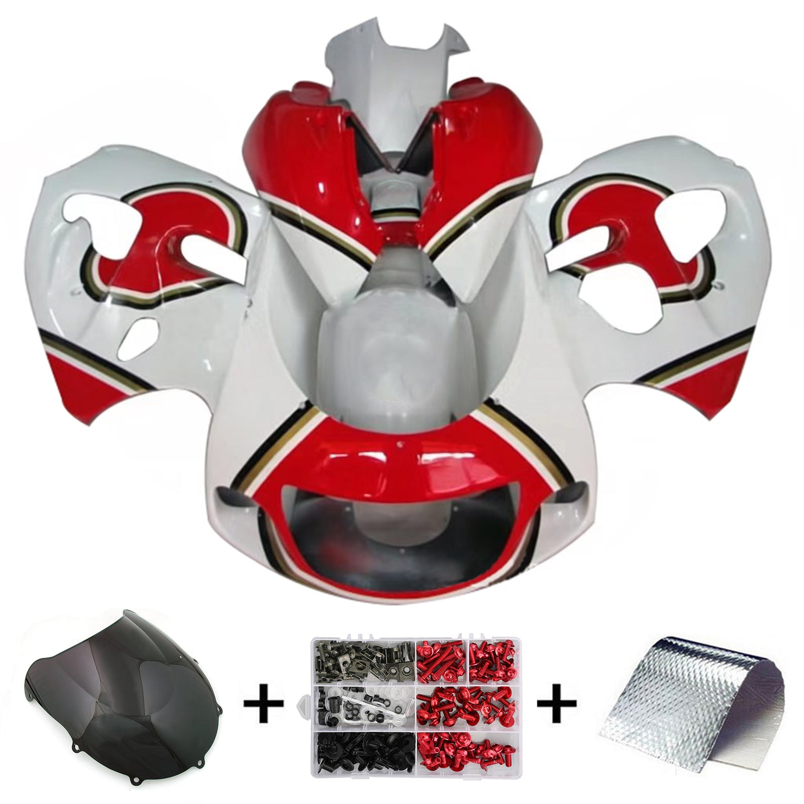 Amotopart Suzuki GSXR600 1996-2000 GSXR750 1996-1999 White&Red Style1 Fairing Kit