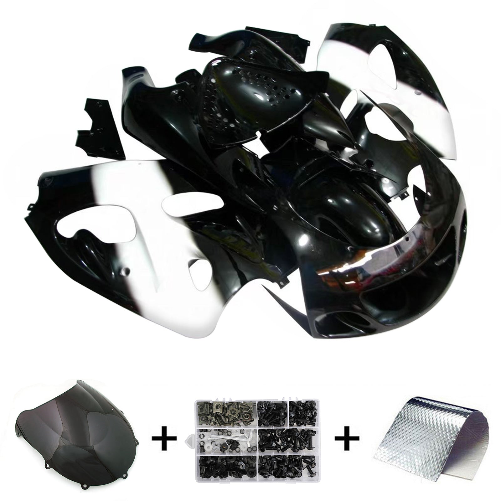 Amotopart Suzuki GSXR600 1996-2000 GSXR750 1996-1999 Black & White Realing Kit