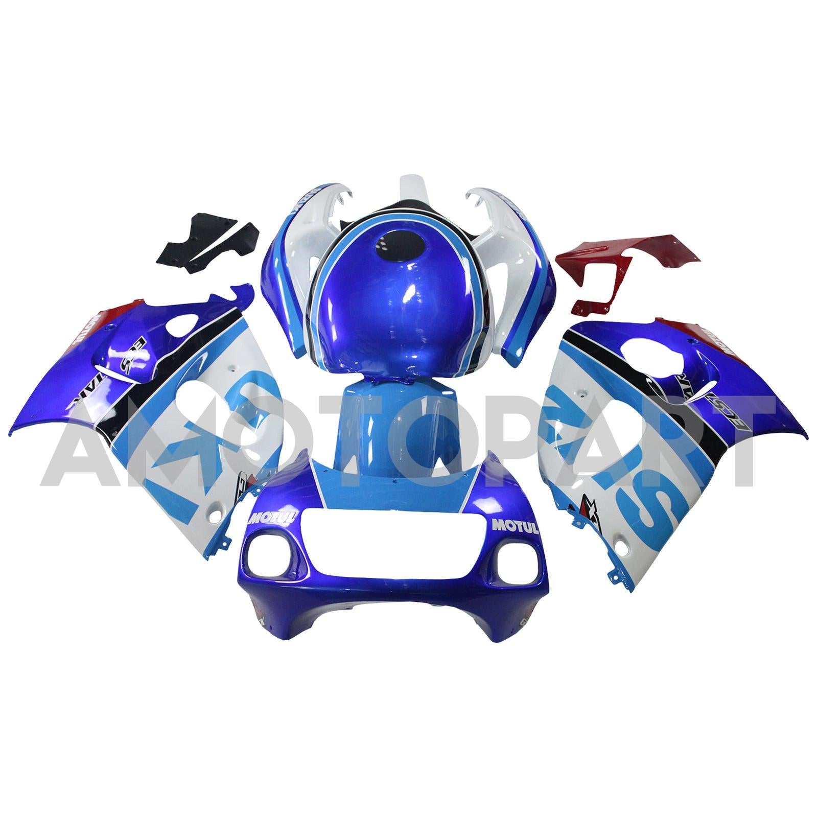 Amotopart Suzuki GSXR600 1996-2000 GSXR750 1996-1999, Blau&Weißes Style6-Verkleidungskit