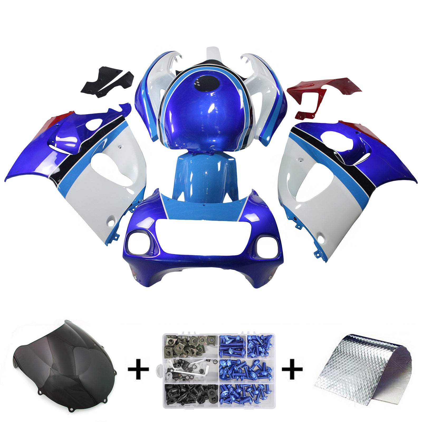 Amotopart Suzuki GSXR600 1996-2000 GSXR750 1996-1999 Blue&White Style6 Fairing Kit
