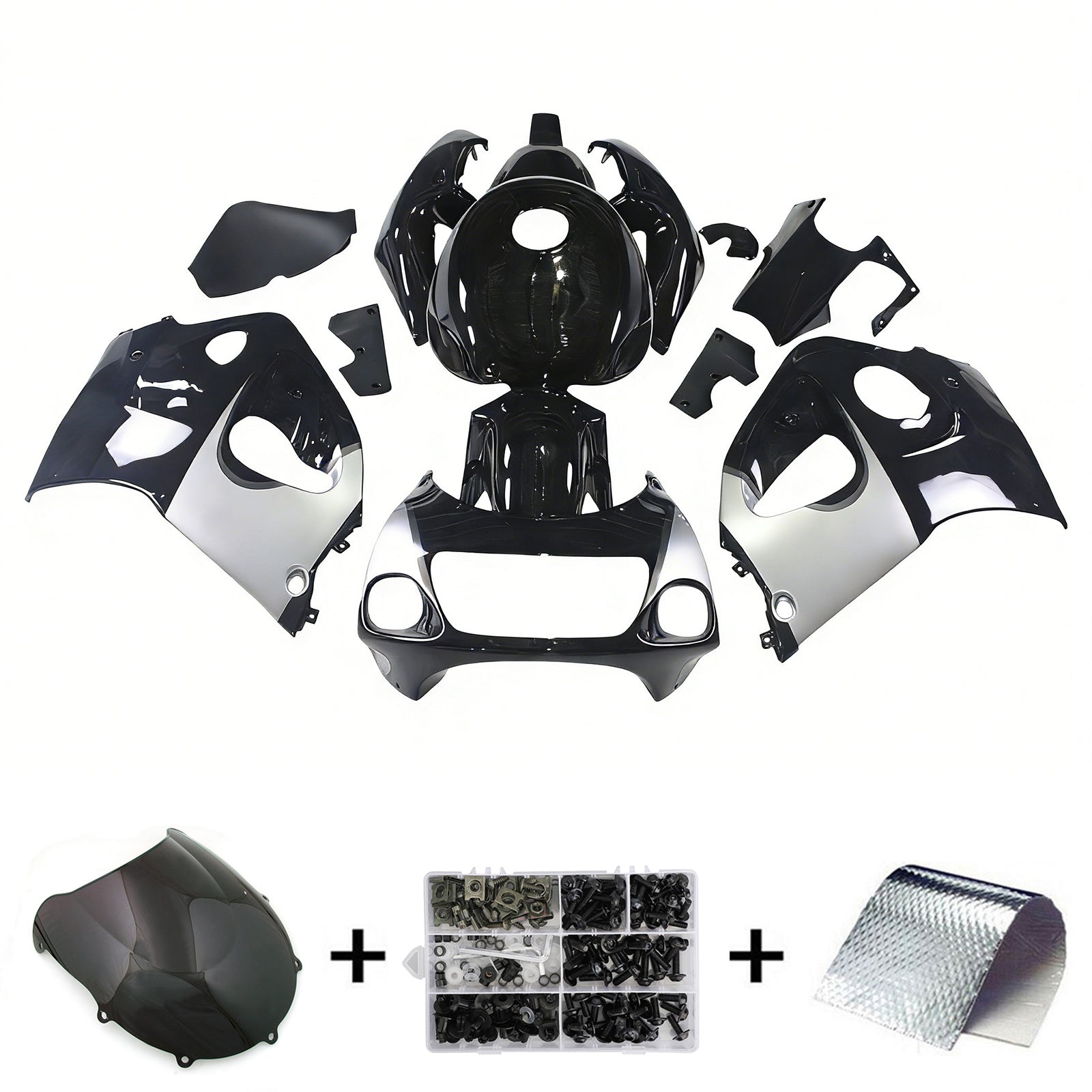 Amotopart Suzuki GSXR600 1996-2000 GSXR750 1996-1999 Black&Grey Fairing Kit