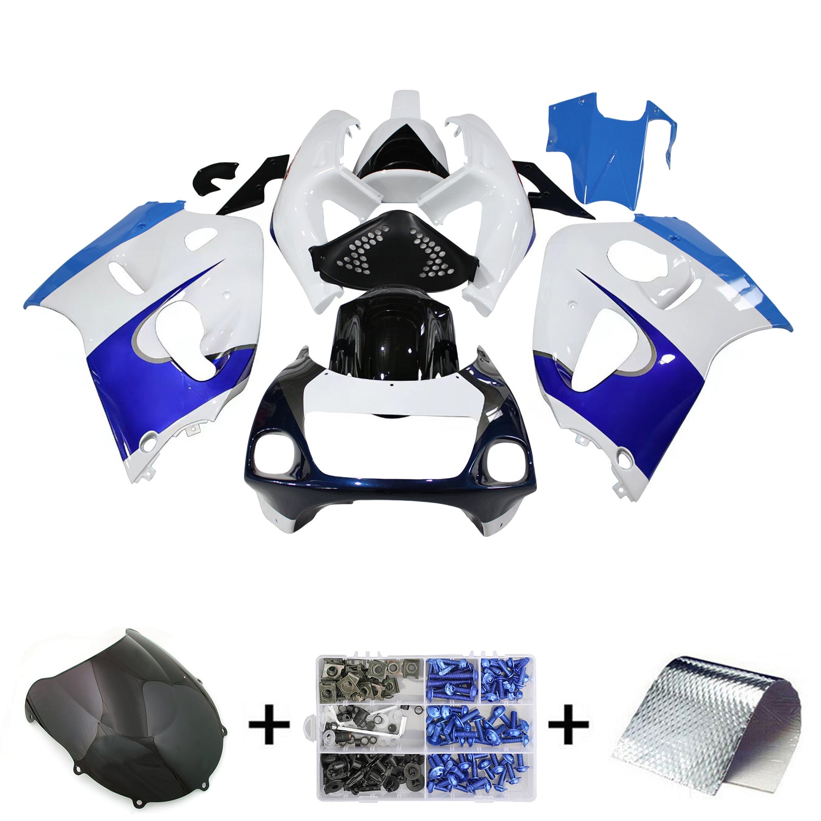 Amotopart Suzuki GSXR600 1996-2000 GSXR750 1996-1999 Blue & White Style4 Fairing Kit