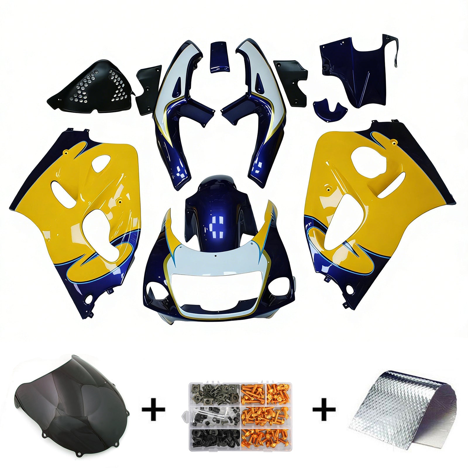 Amotopart Suzuki GSXR600 1996-2000 GSXR750 1996-1999 Kit carena blu e giallo Style1