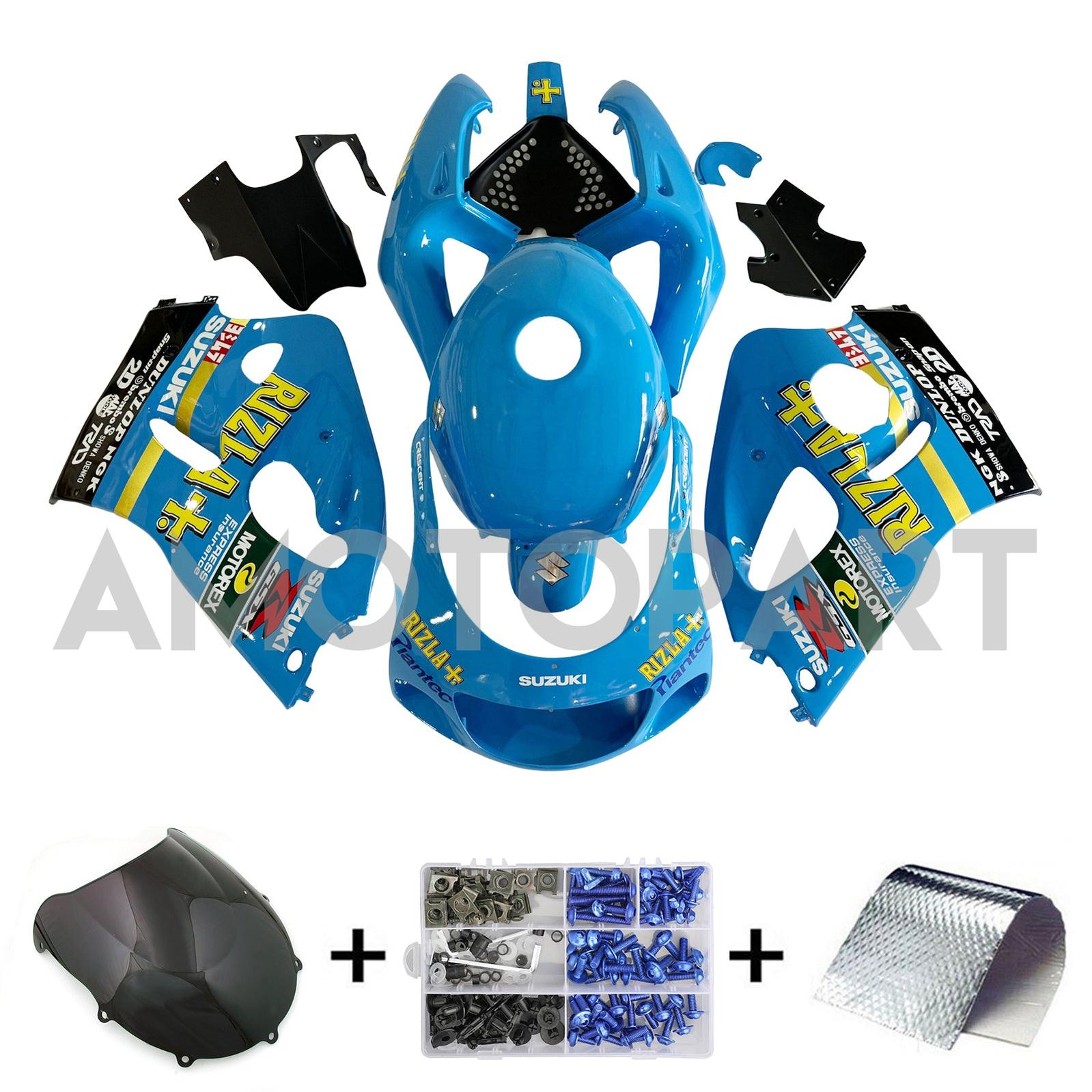 Amotopart Suzuki GSXR600 1996-2000 GSXR750 1996-1999 Blue with Logo Fairing Kit