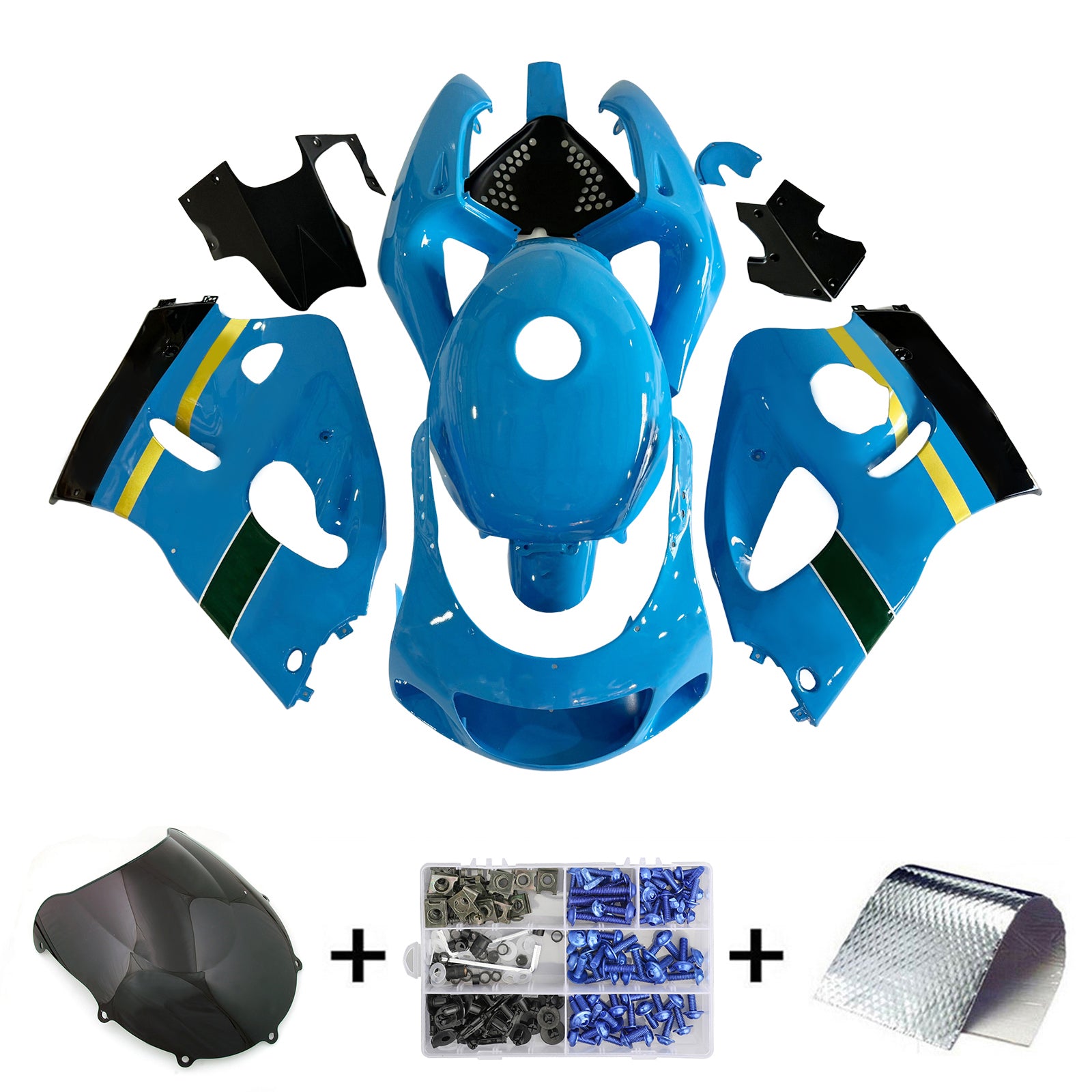 Amotopart Suzuki GSXR600 1996-2000 GSXR750 1996-1999 Blu con kit carena logo