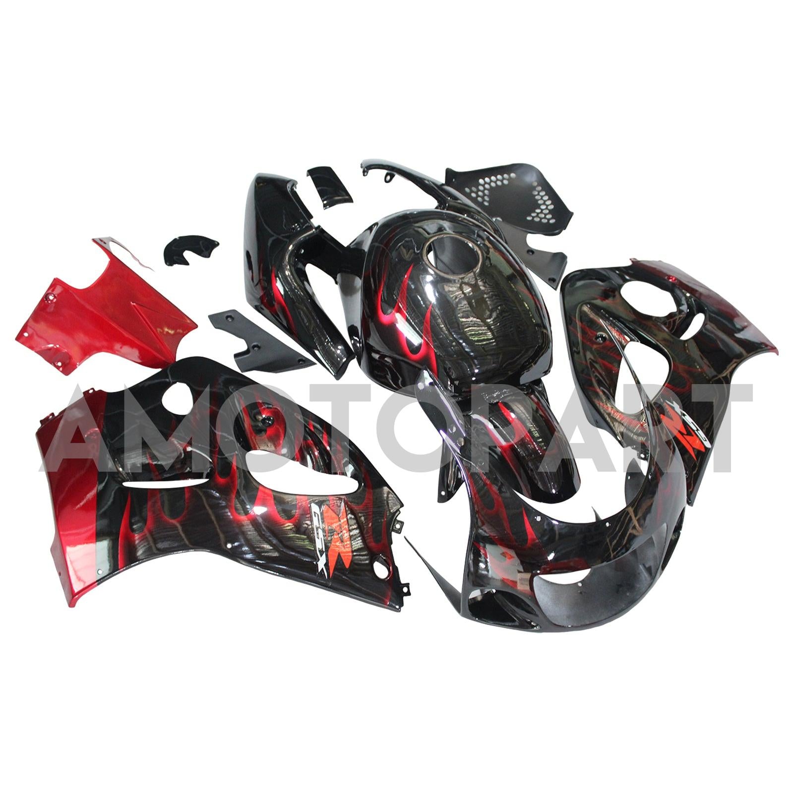 Amotopart Suzuki GSXR600 1996-2000 GSXR750 1996-1999 Blau mit rotem Flammenstil1-Verahmungskit