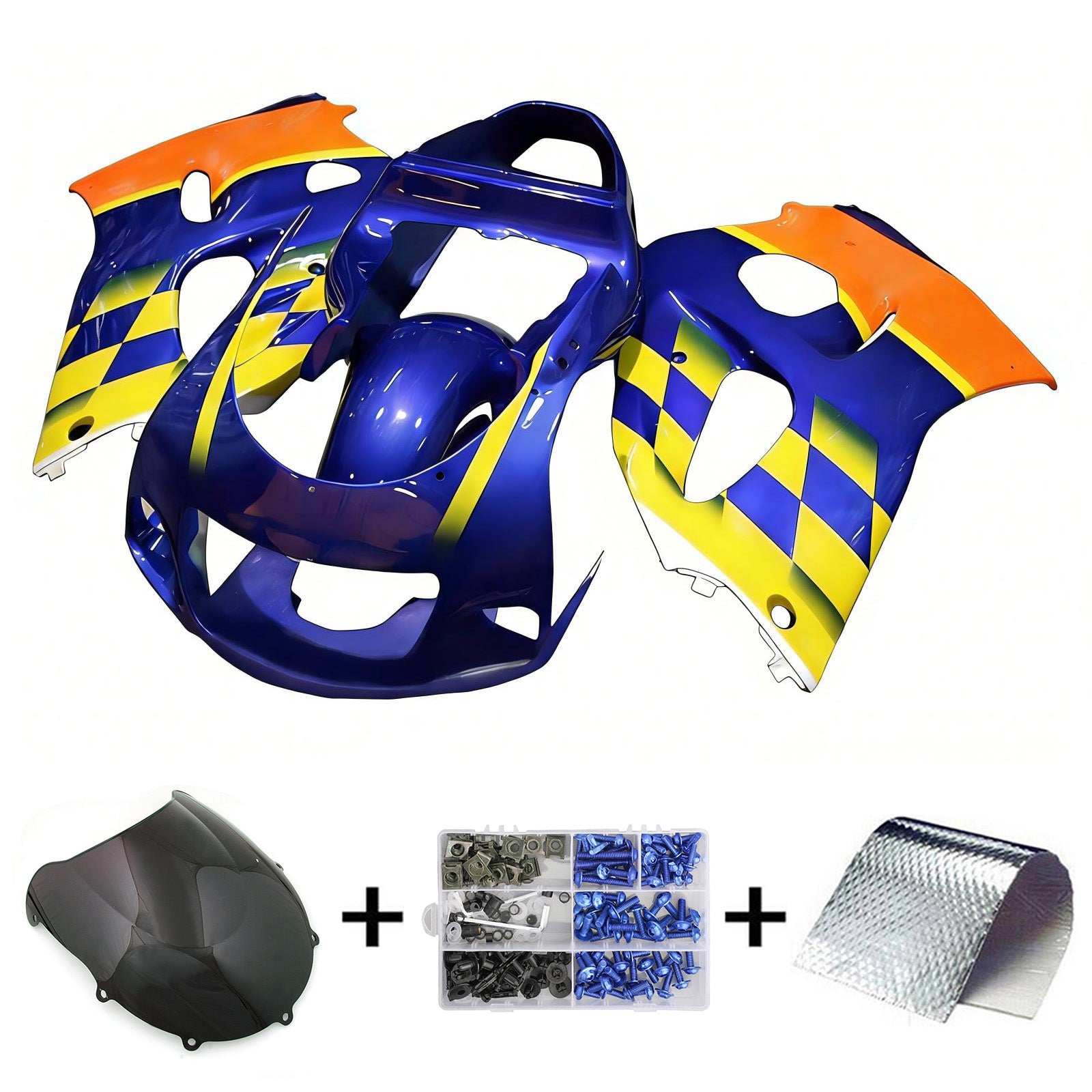 Amotopart GSXR600 1996-2000 GSXR750 1996-1999 Suzuki Kit carena blu e arancione
