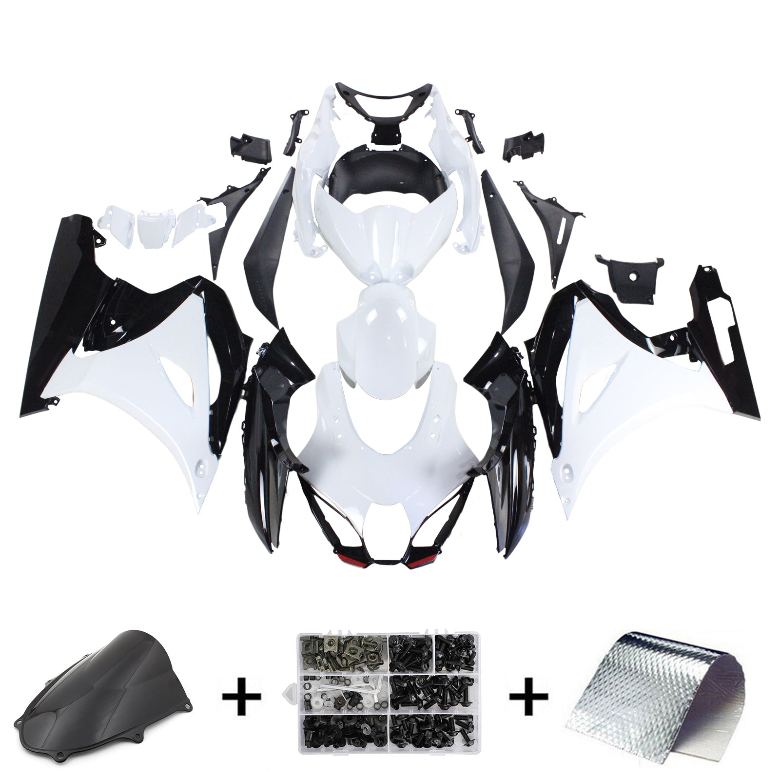Amotopart Suzuki GSXR1000 2017-2025 K17 White Black Fairing Kit