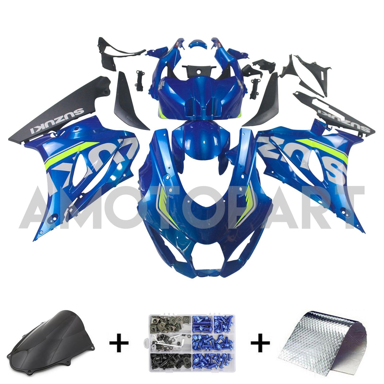 Amotopart Suzuki GSXR1000 2017-2025 K17 Glossy Blue Fairing Kit