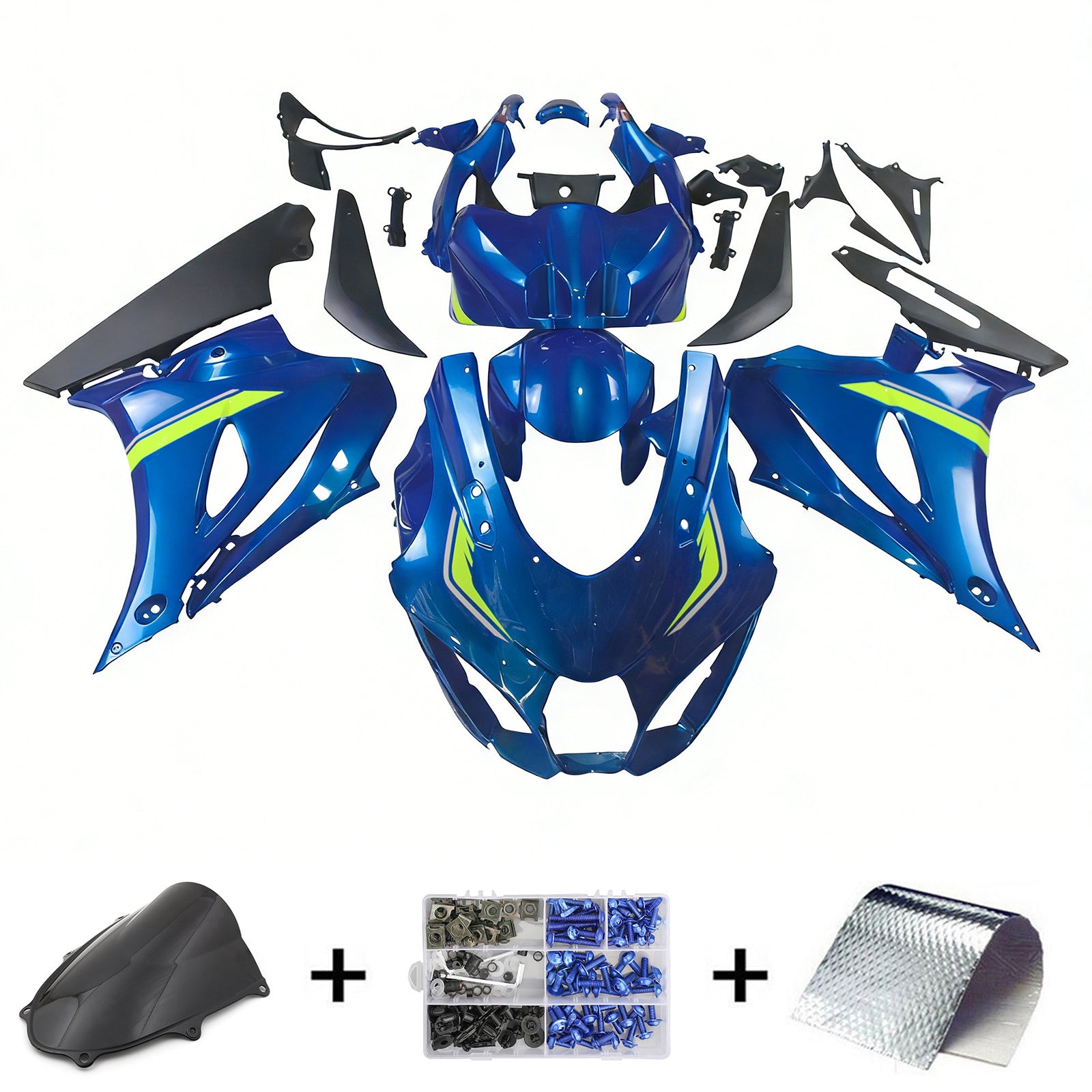 Amotopart Suzuki GSXR1000 2017-2025 K17 Glossy Blue Fairing Kit