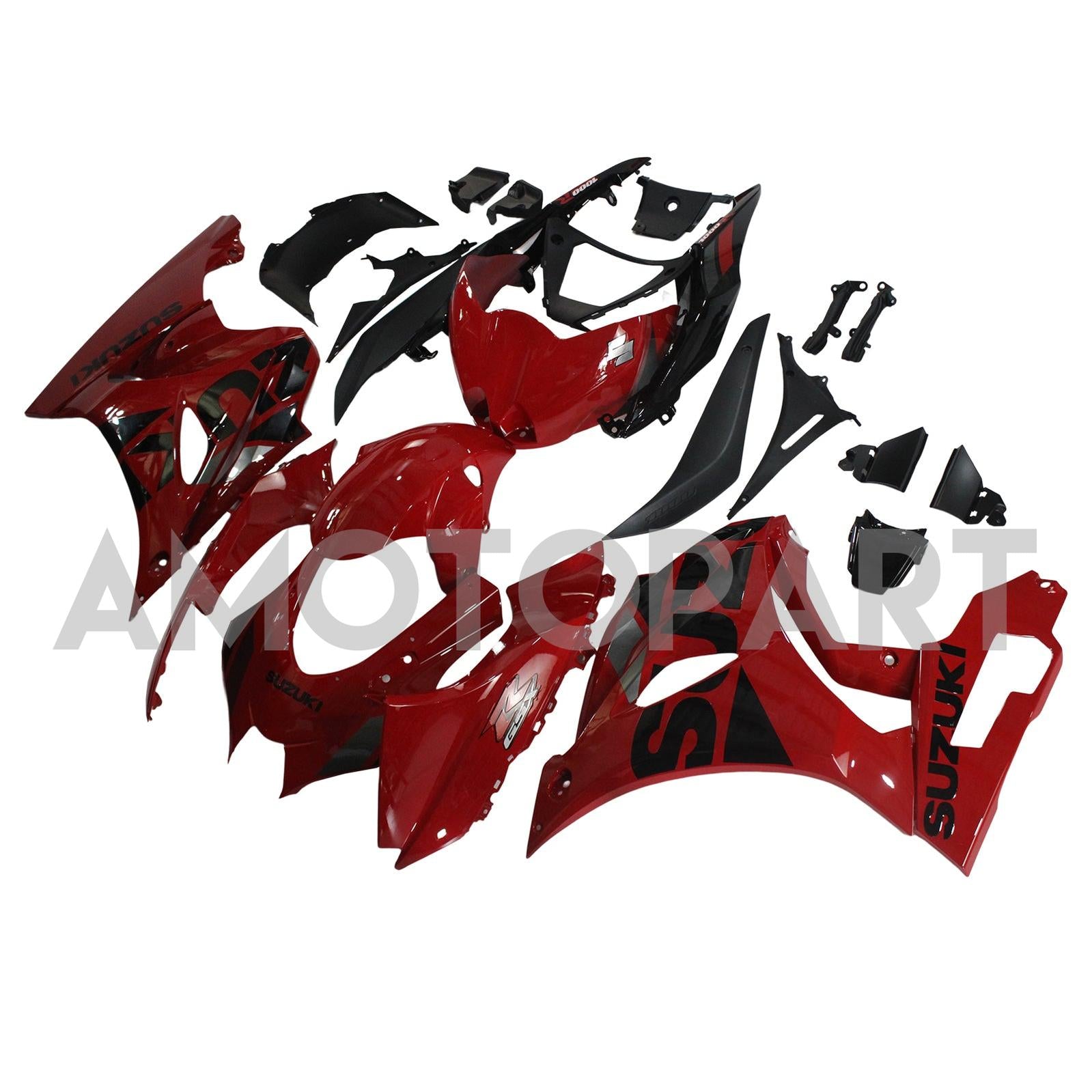 Amotopart Suzuki GSXR1000 2017-2025 K17 glänzend rot&Schwarzes Verkleidungskit