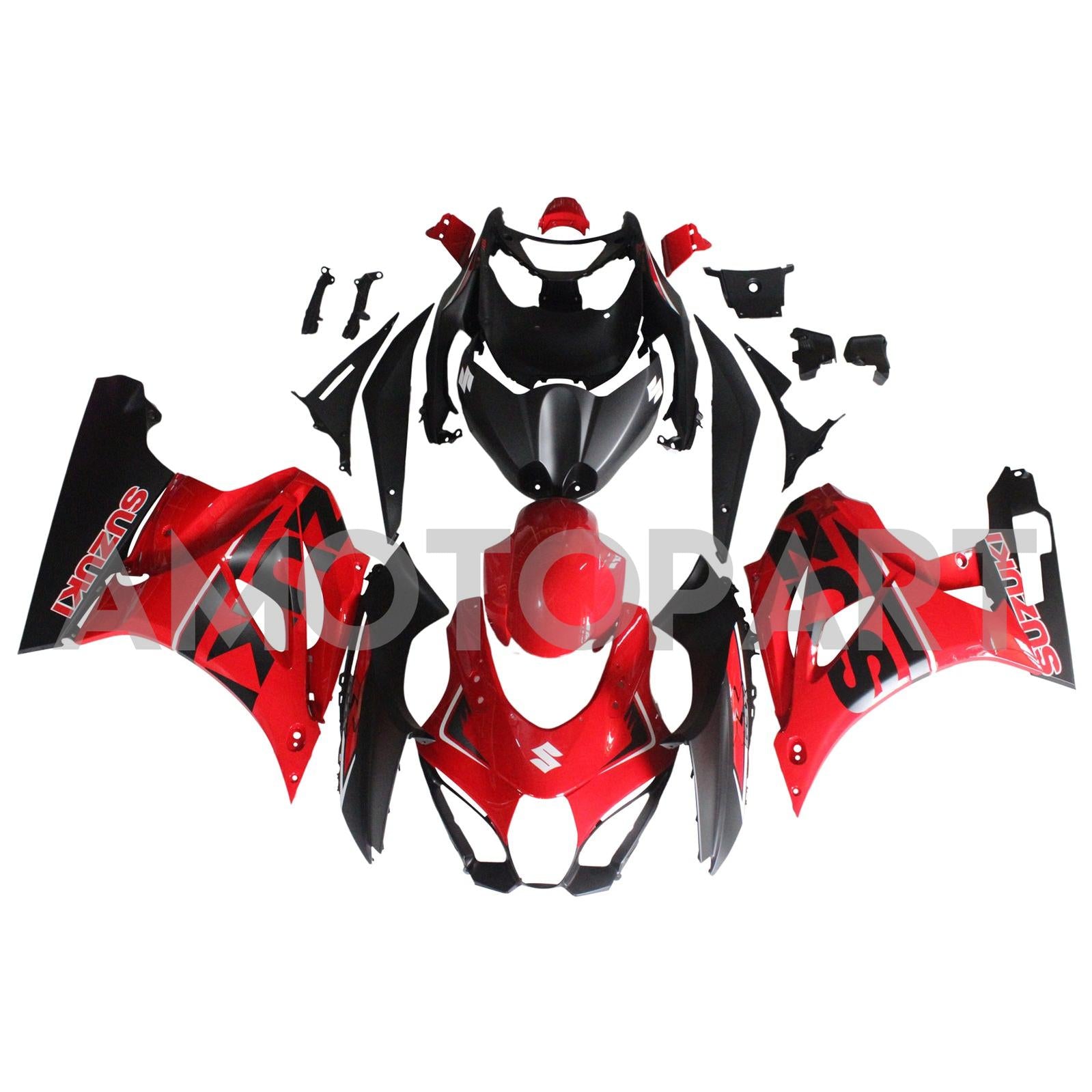 AMOTOPART SUZUKI GSXR1000 2017-2024 K17 Kit de carenagem preta vermelha brilhante