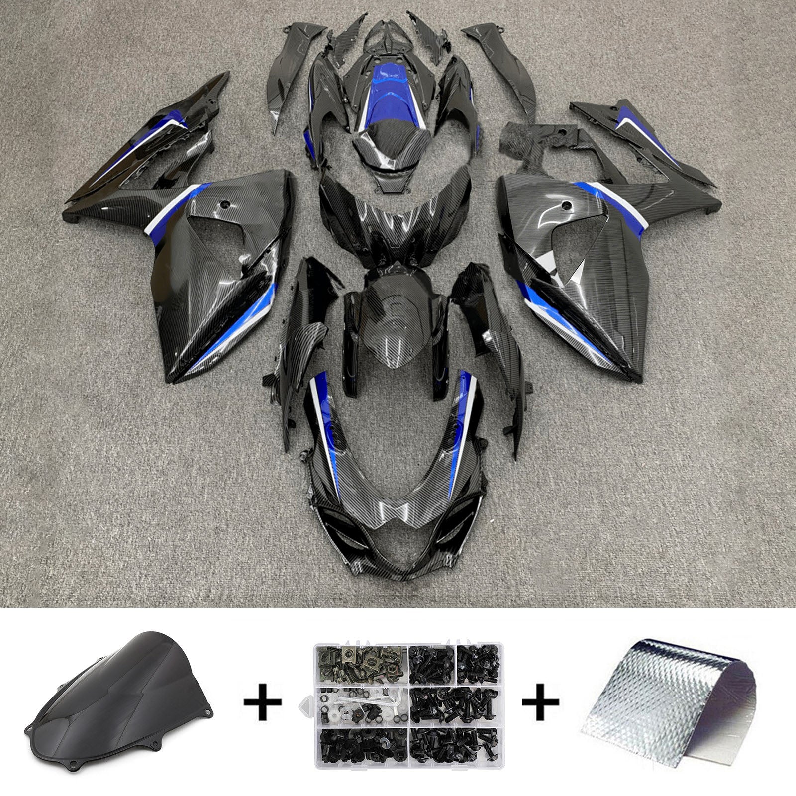 Amotopart 2017-2025 K17 GSXR1000 Suzuki Black&Blue Style1 Fairing Kit