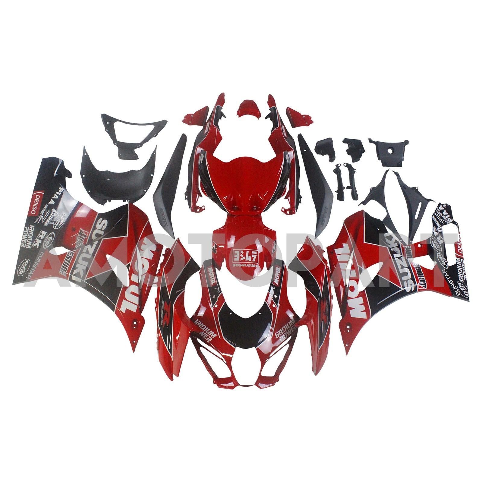 AMOTOPT 2017-2024 K17 GSXR 1000 Suzuki Black & Red Style 1 Kit de carenagem