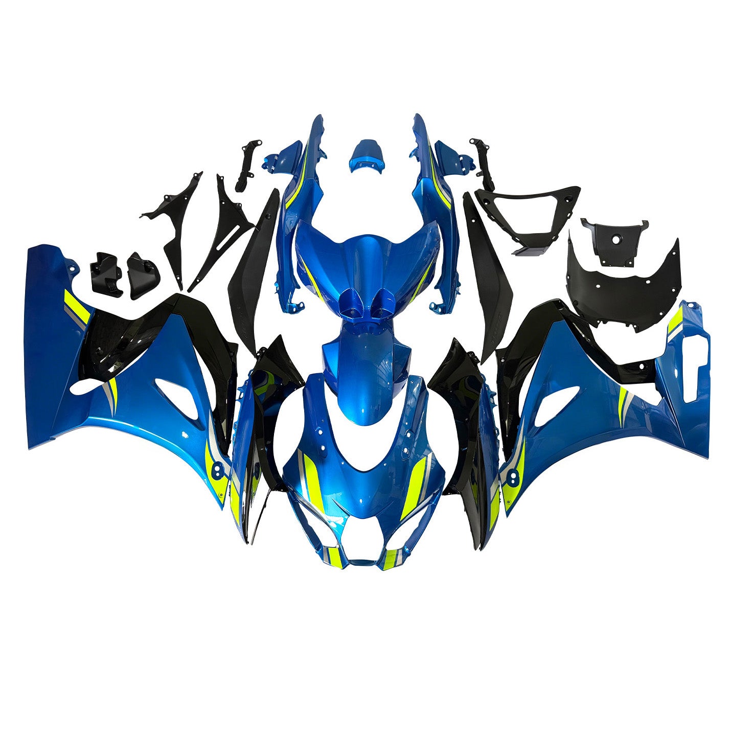 Amotopart 2017-2025 K17 GSXR1000 Suzuki Schwarz&Blue Style2 Verkleidungssatz