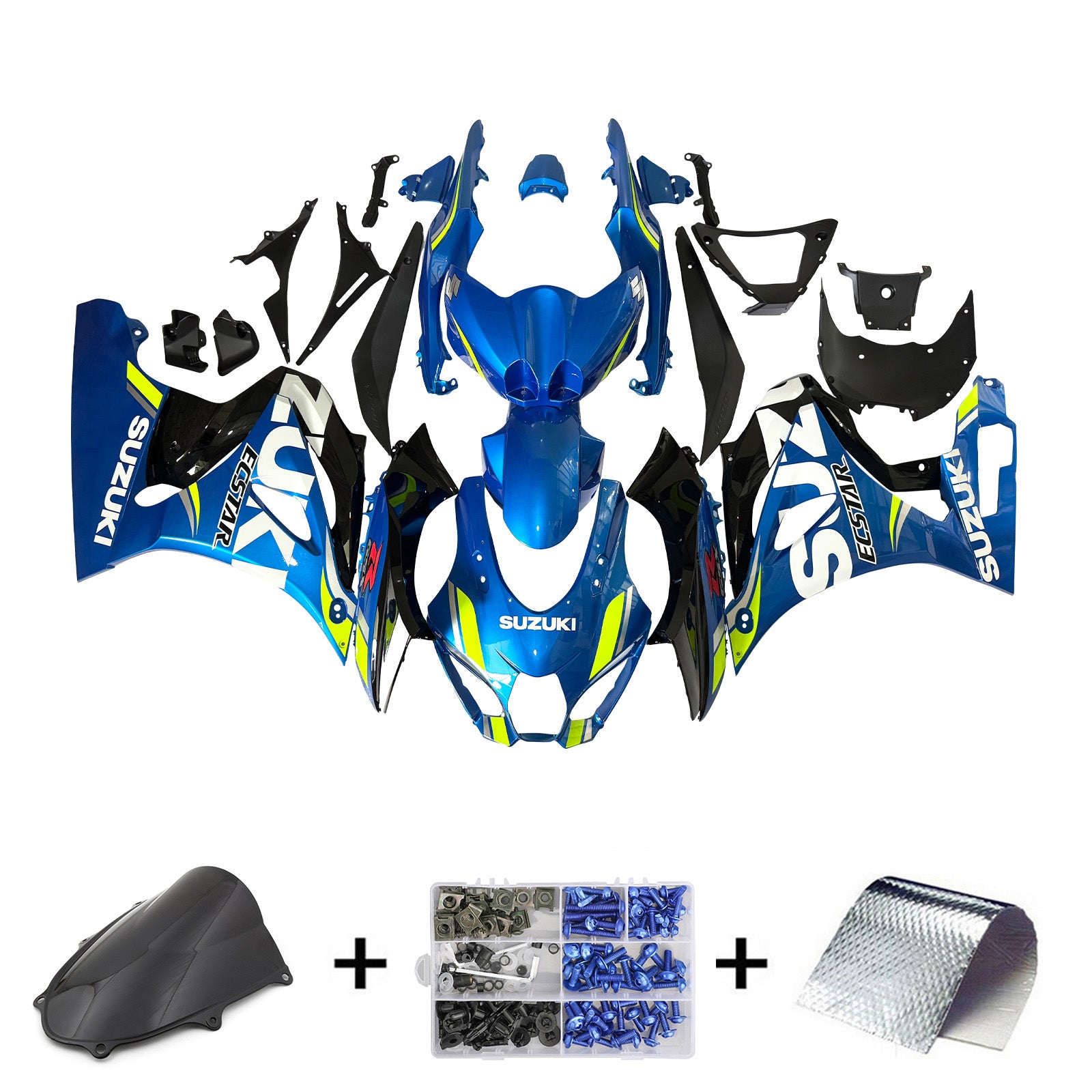 Amotopart 2017-2025 K17 GSXR1000 Suzuki Black&Blue Style2 Fairing Kit