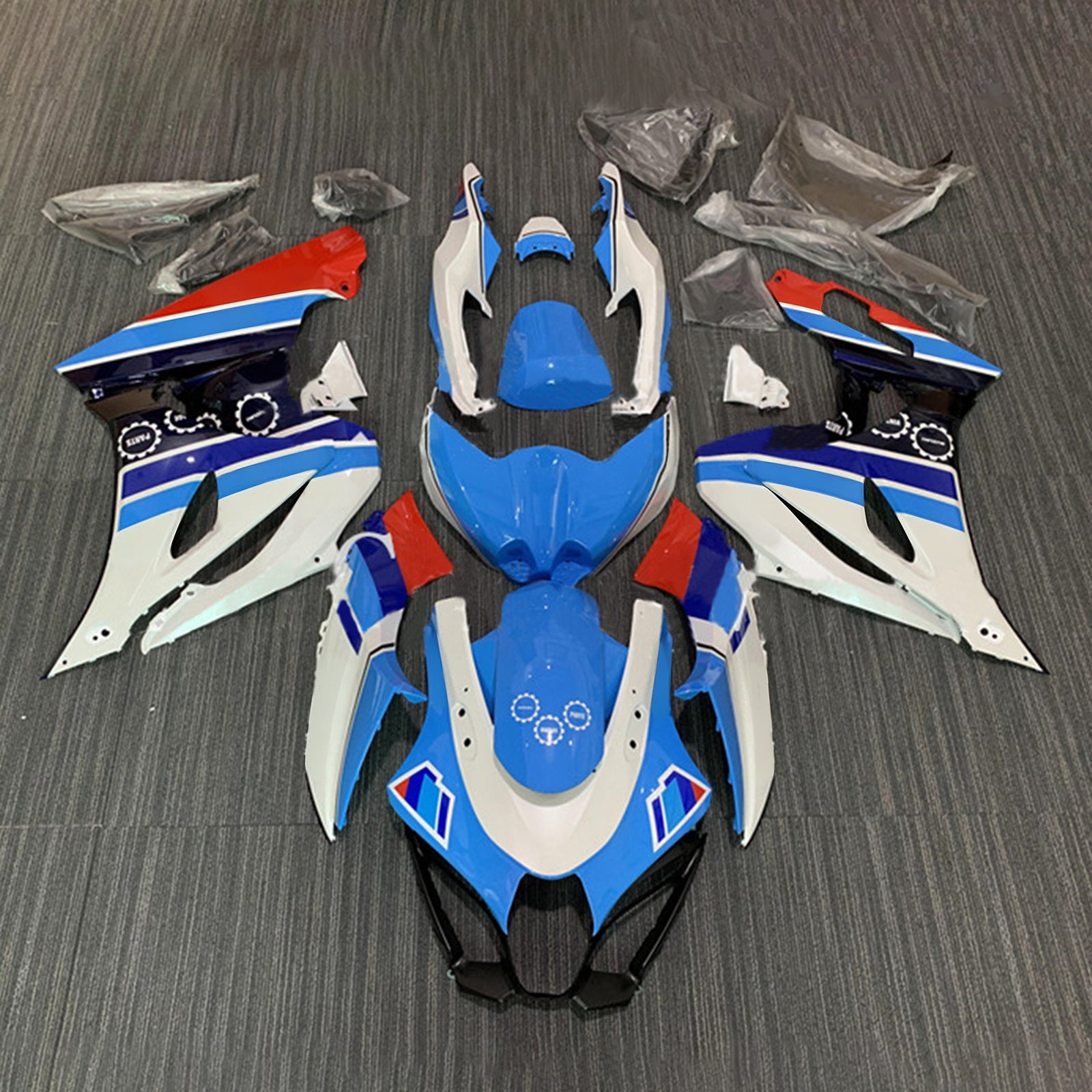 Amotopart 2017-2024 K17 GSXR 1000 Suzuki Blue & White Style 1 Fairing Kit