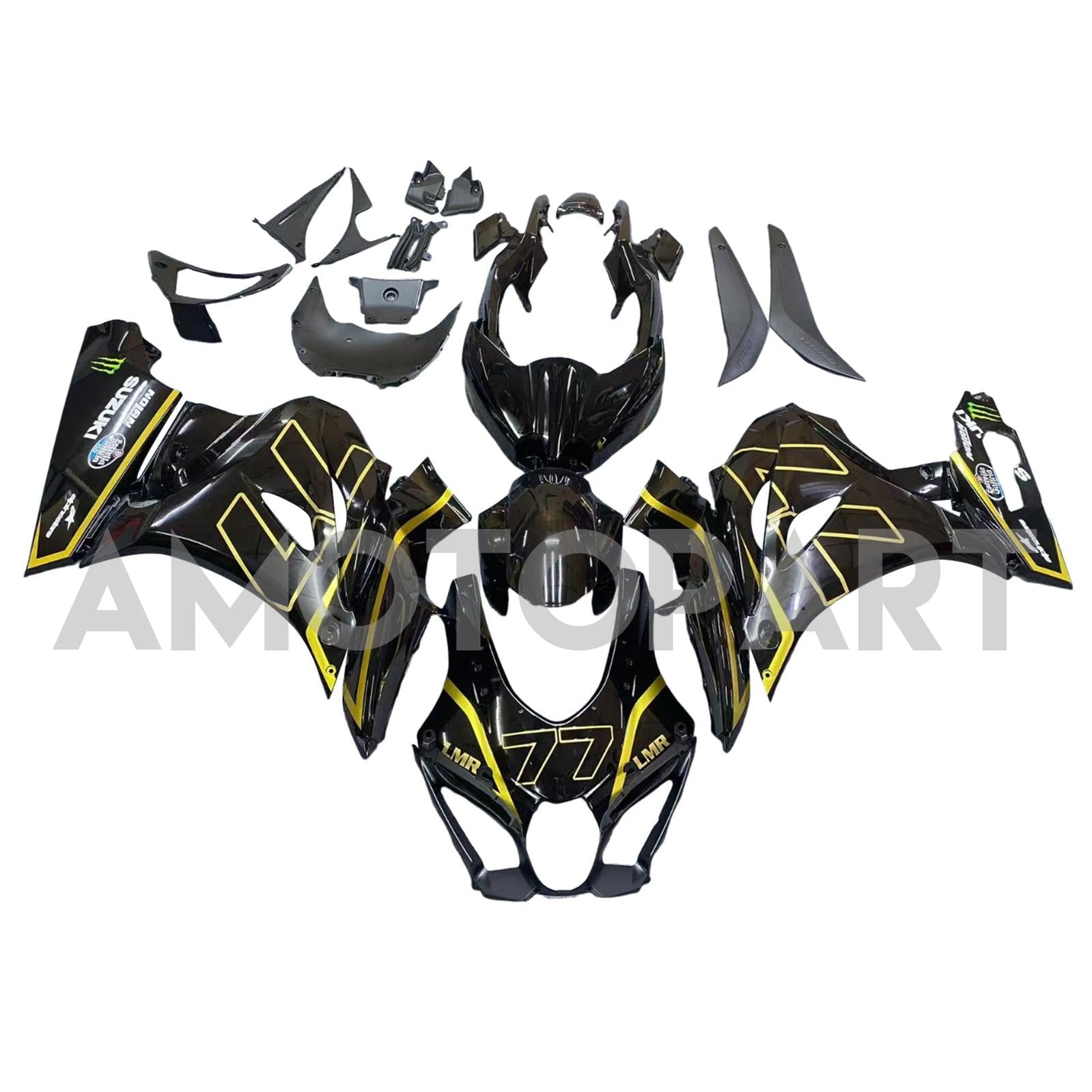 Amotopart 2017-2025 K17 GSXR1000 Suzuki Black&Gold Fairing Kit