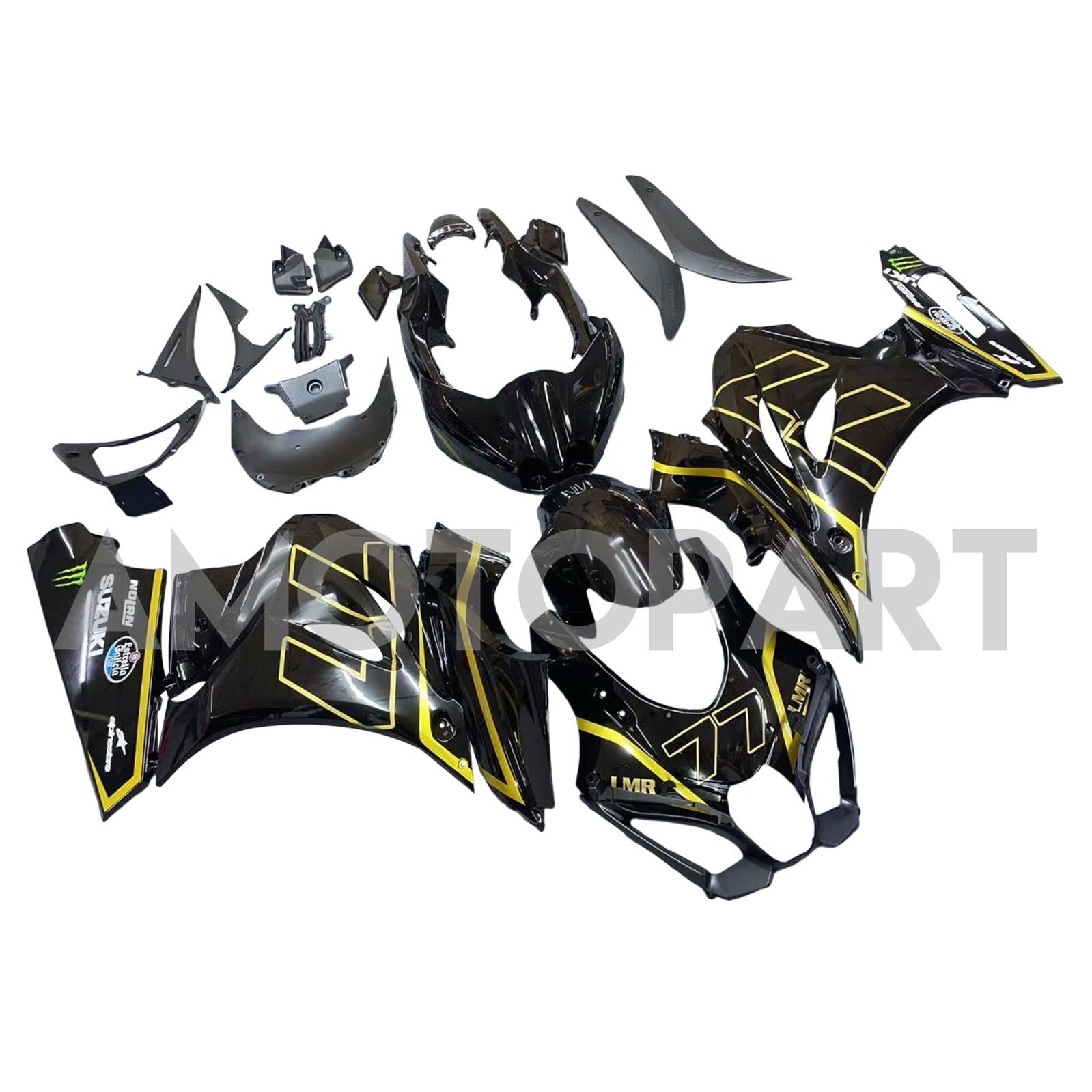 Amotopart 2017-2025 K17 GSXR1000 Suzuki Black&Gold Fairing Kit