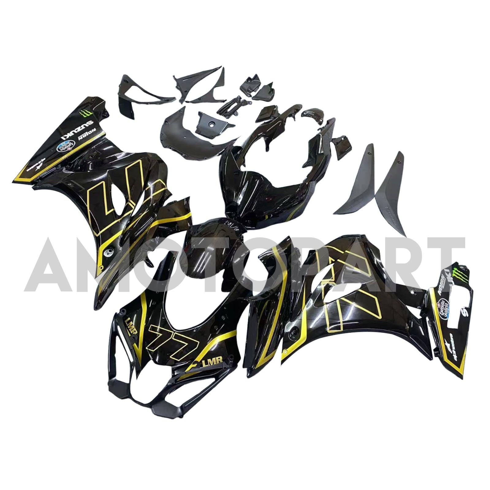Amotopart 2017-2025 K17 GSXR1000 Suzuki Black&Gold Fairing Kit