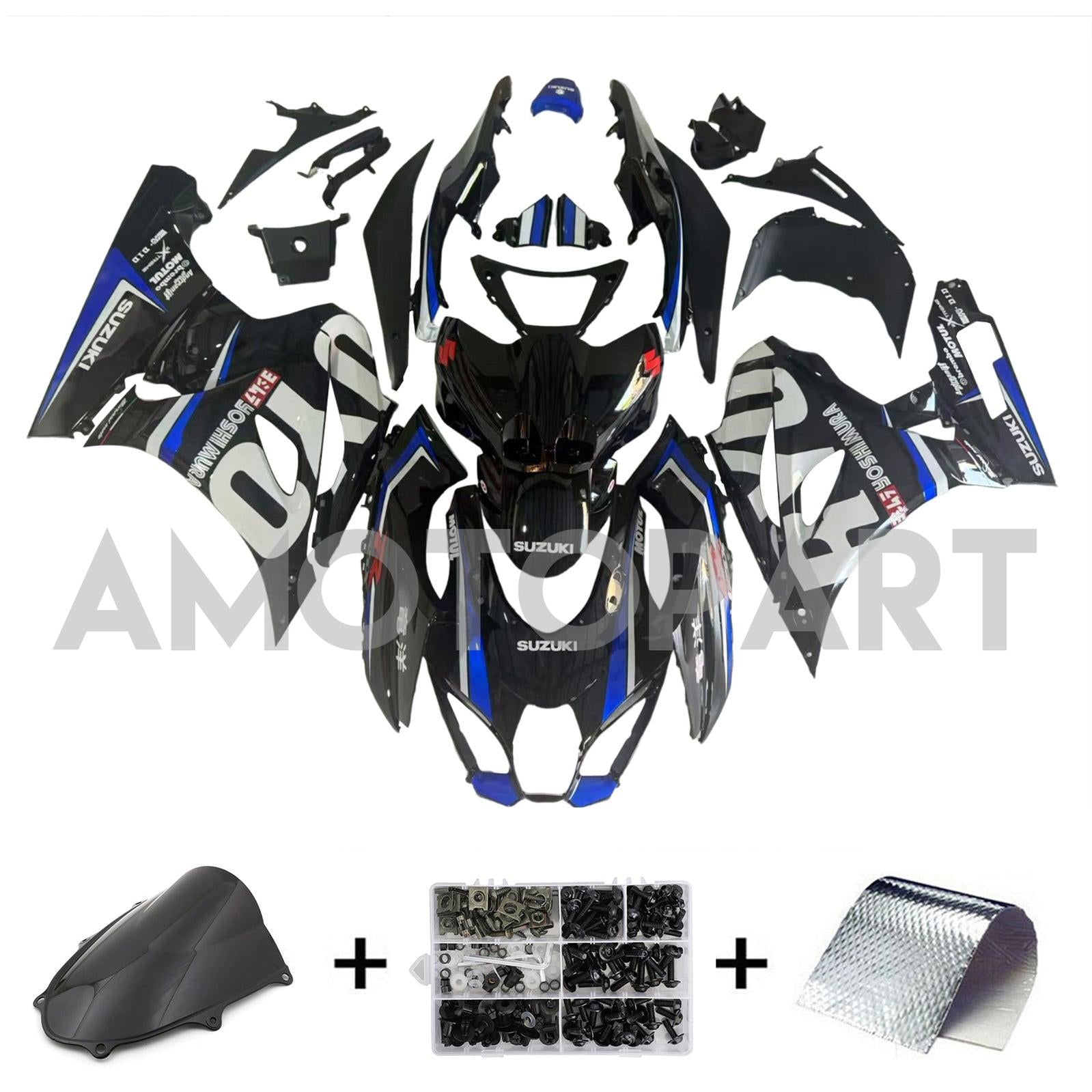 Amotopart 2017-2025 K17 GSXR1000 Suzuki Black&Blue Style3 Fairing Kit