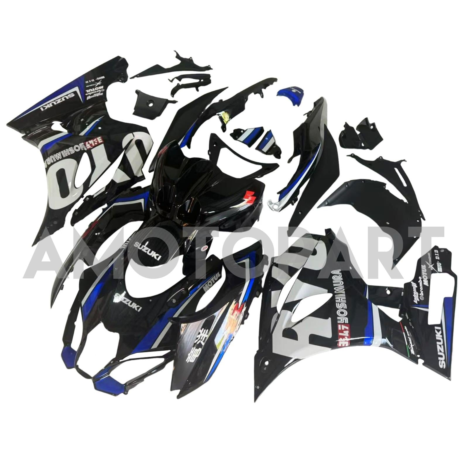 Amotopart 2017-2025 K17 GSXR1000 Suzuki Black&Blue Style3 Fairing Kit