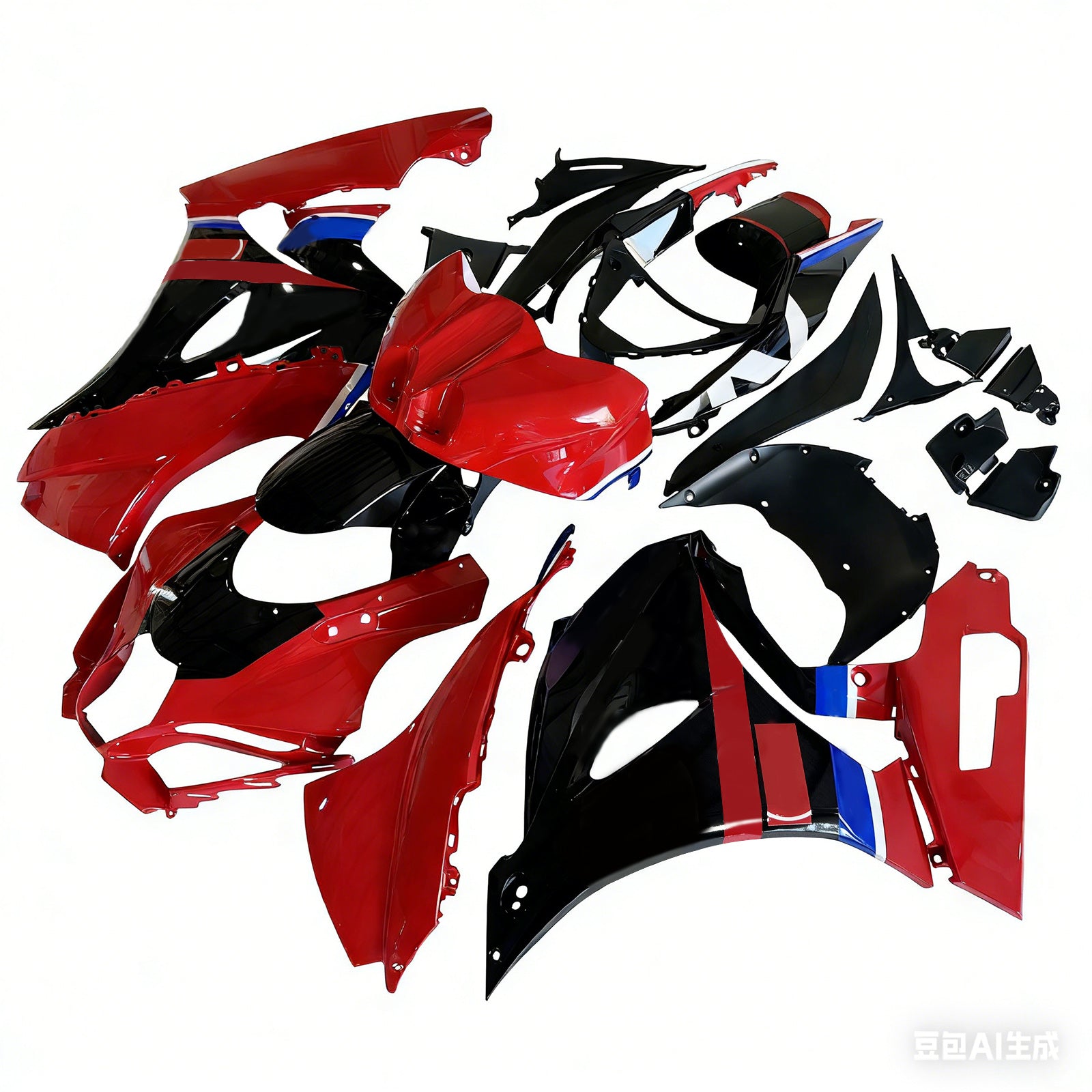 Amotopart 2017-2024 K17 GSXR 1000 Suzuki Kit carena nera e rossa Style4