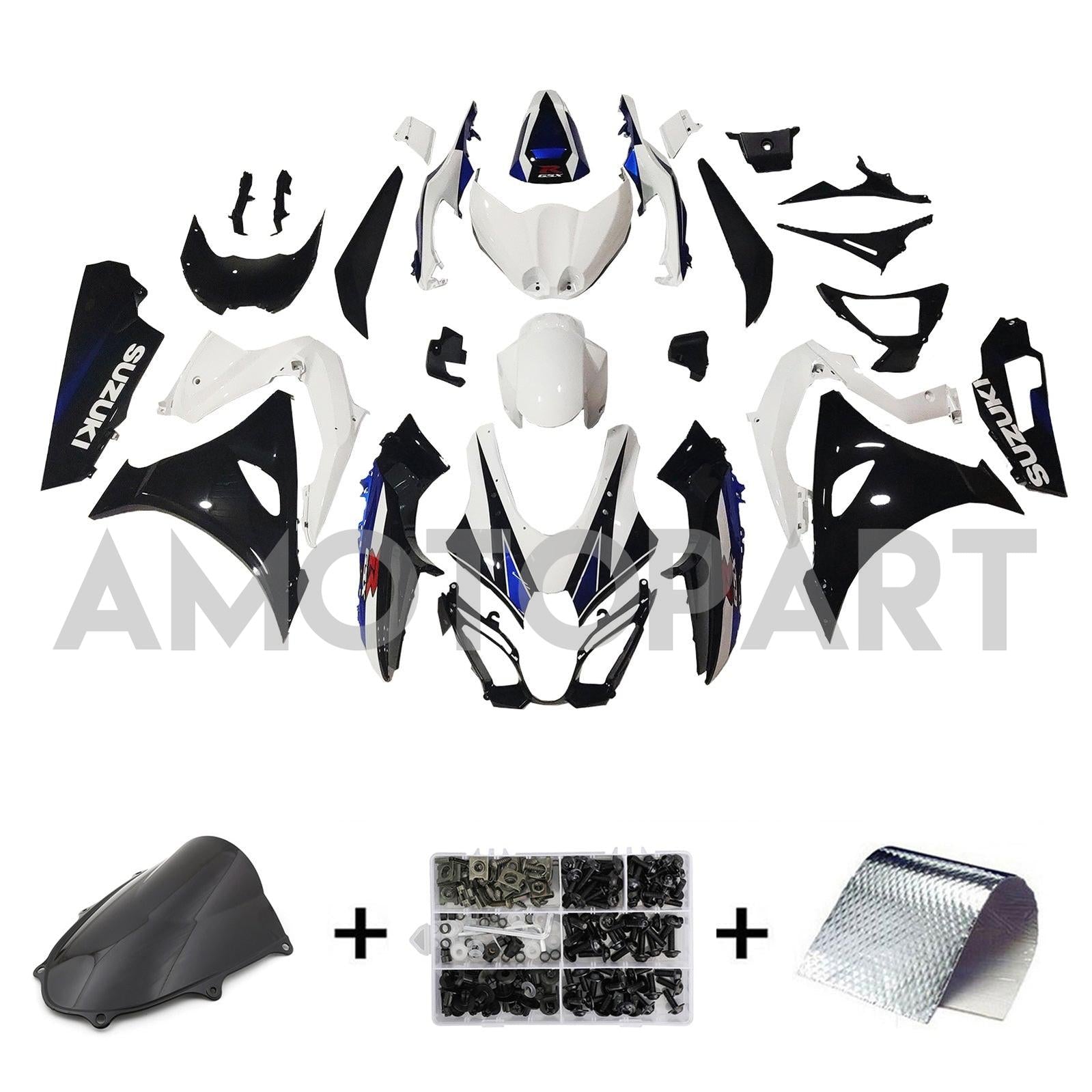 Amotopart 2017-2024 K17 GSXR1000 スズキ ブラック&ブルー Style4 フェアリングキット