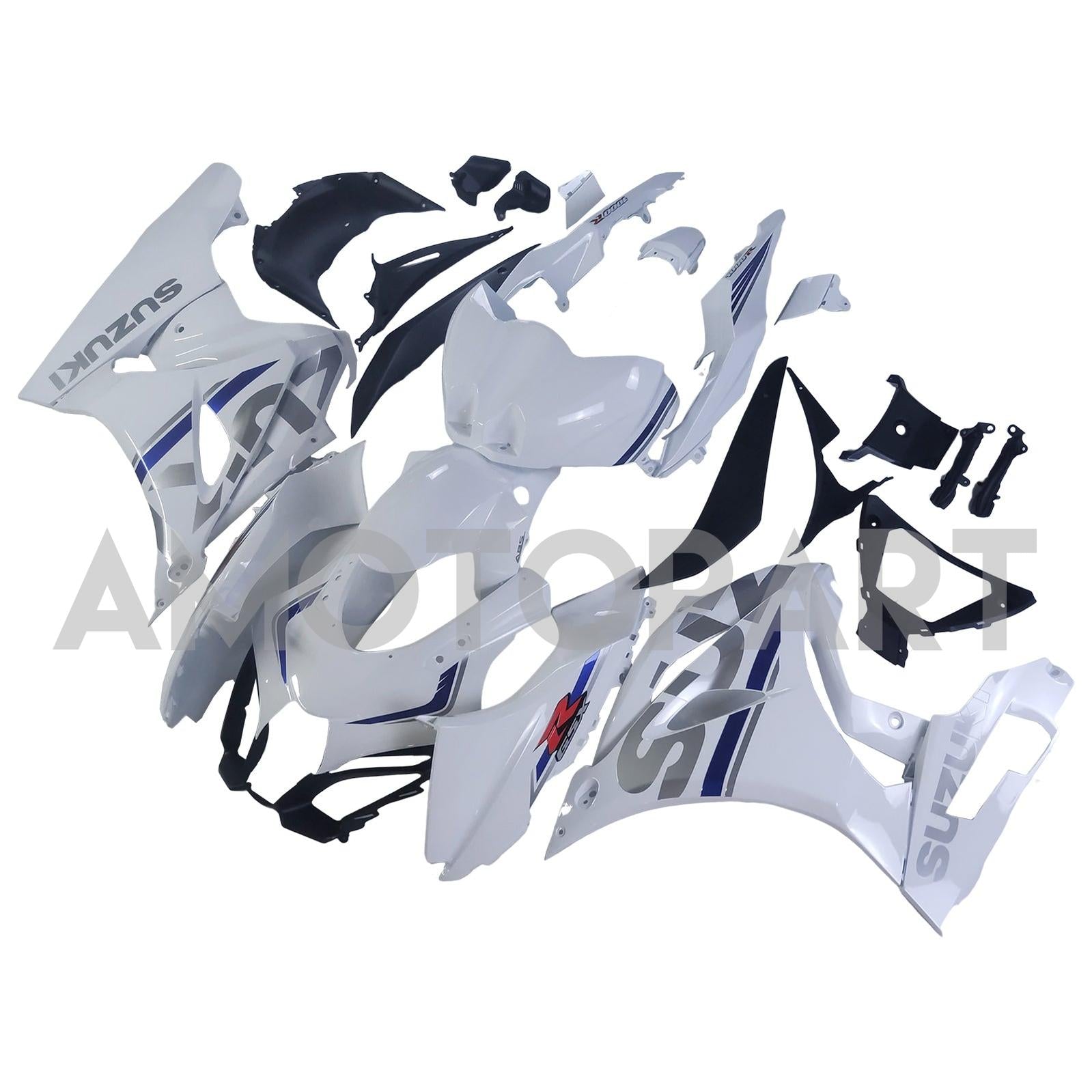 Amotopart 2017-2024 K17 GSXR 1000 Suzuki White & Blue Style2 Fairing Kit