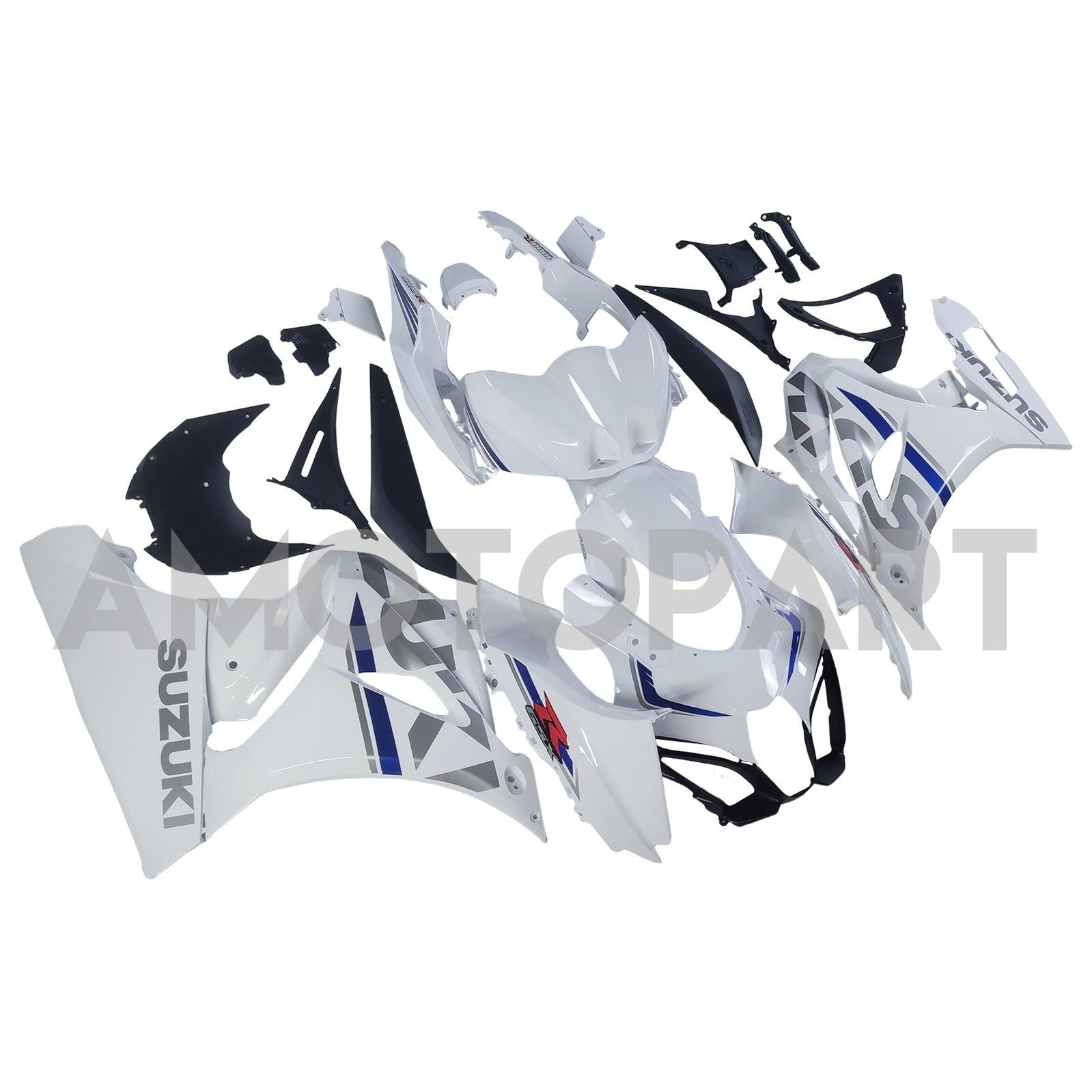 Amotopart 2017-2024 K17 GSXR 1000 Suzuki White & Blue Style2 Fairing Kit