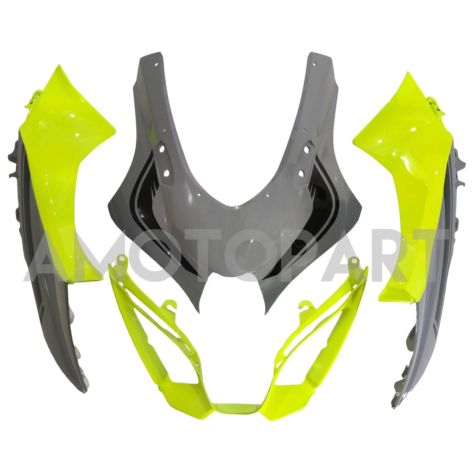 Amotopart 2017-2024 K17 GSXR1000 Suzuki Gloss Gray With Neon Yellow Fairing Kit