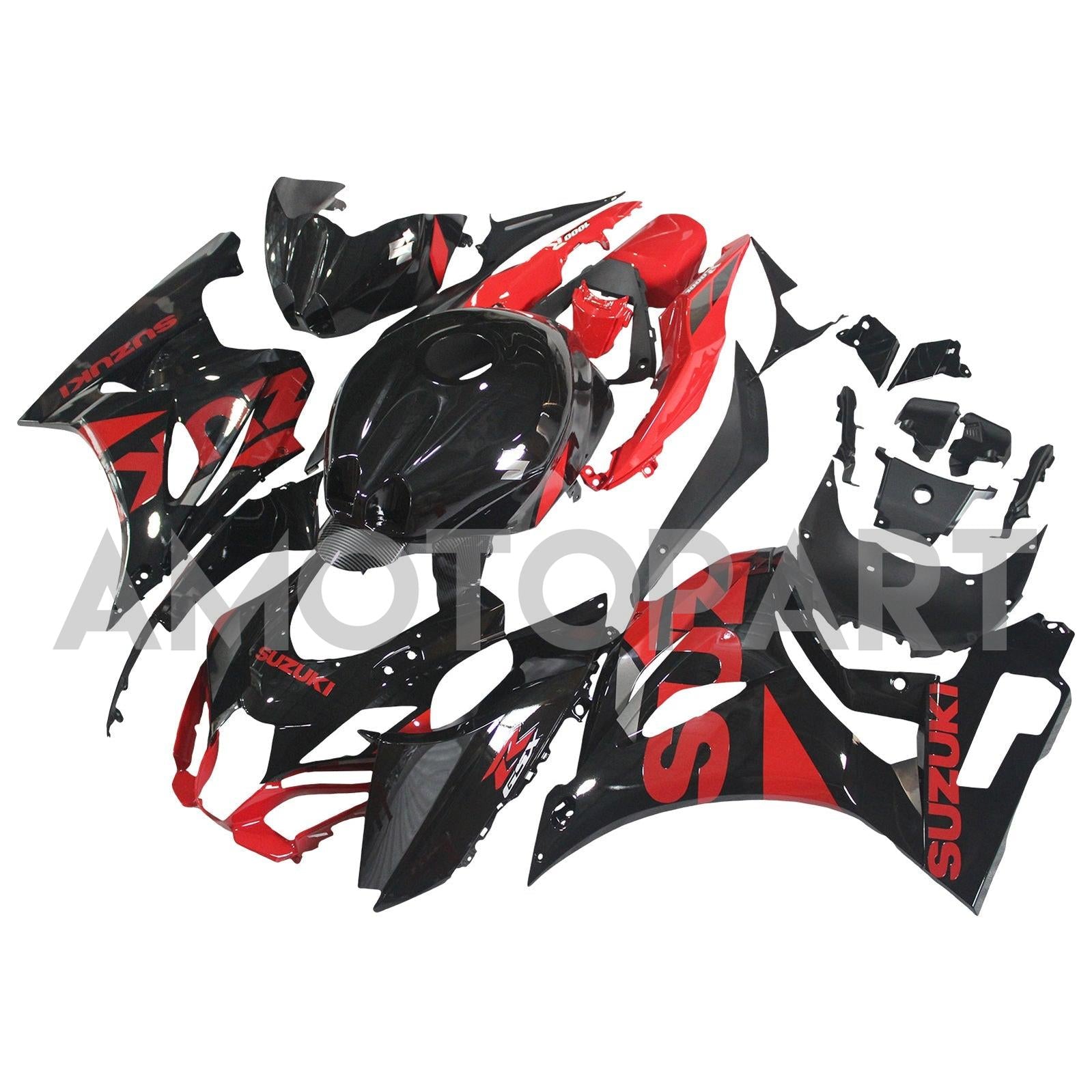 Amotopart Suzuki GSXR1000 2017-2024 K17 Kit de carenado negro rojo