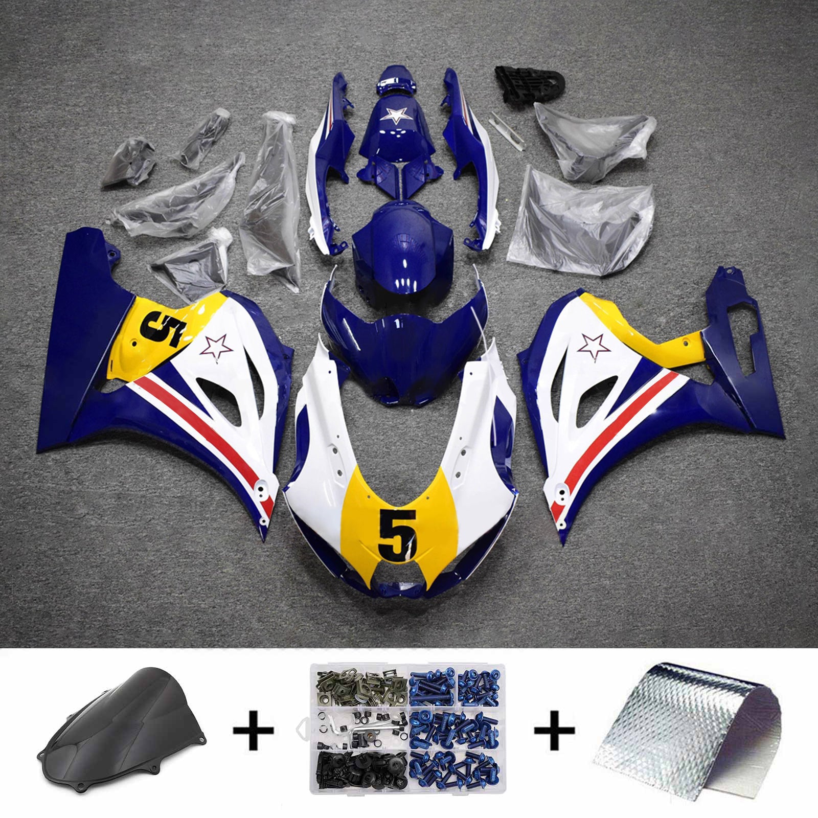Amotopart 2017-2025 Suzuki GSXR1000 Blue White Yellow Fairing Kit