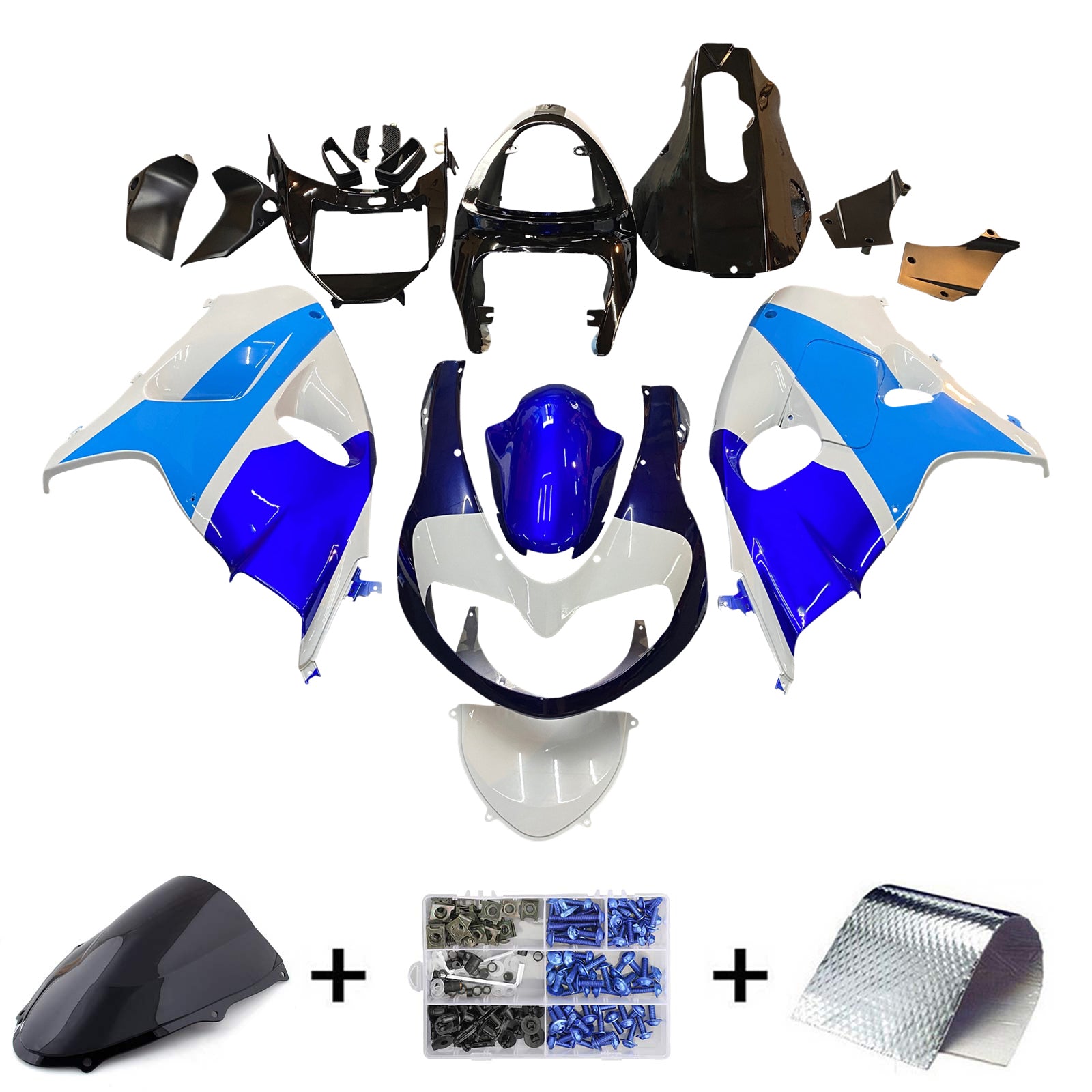 Amotopart 1998-2003 Suzuki TL1000R Fairing Blue&White Style5 Kit